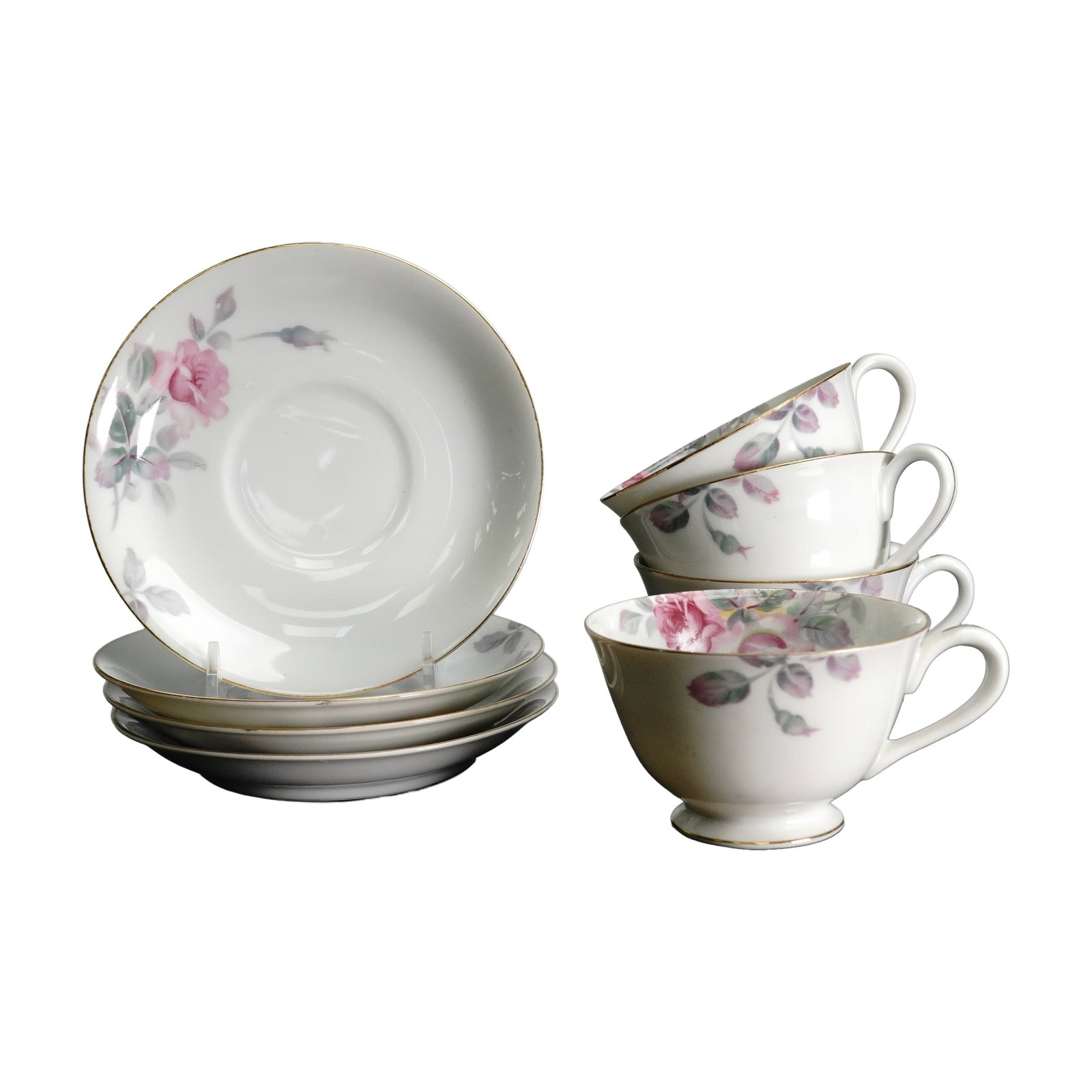 8pc Noritake Porcelain Tea Cups and Saucers, Made in Japan (1 of 6)