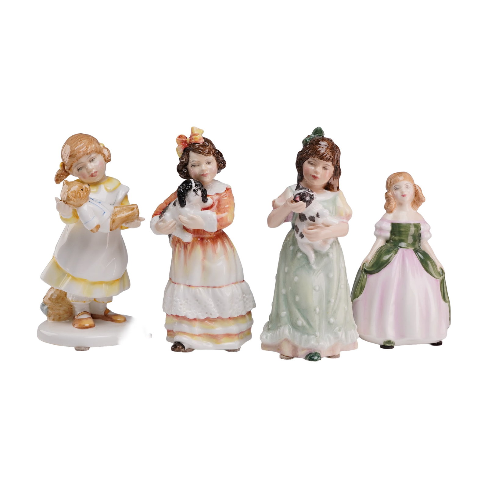 Four Royal Doulton Porcelain Figurines, What's The Matter HN3684, Faithful Friend 3696, Penny 2338 & (1 of 3)