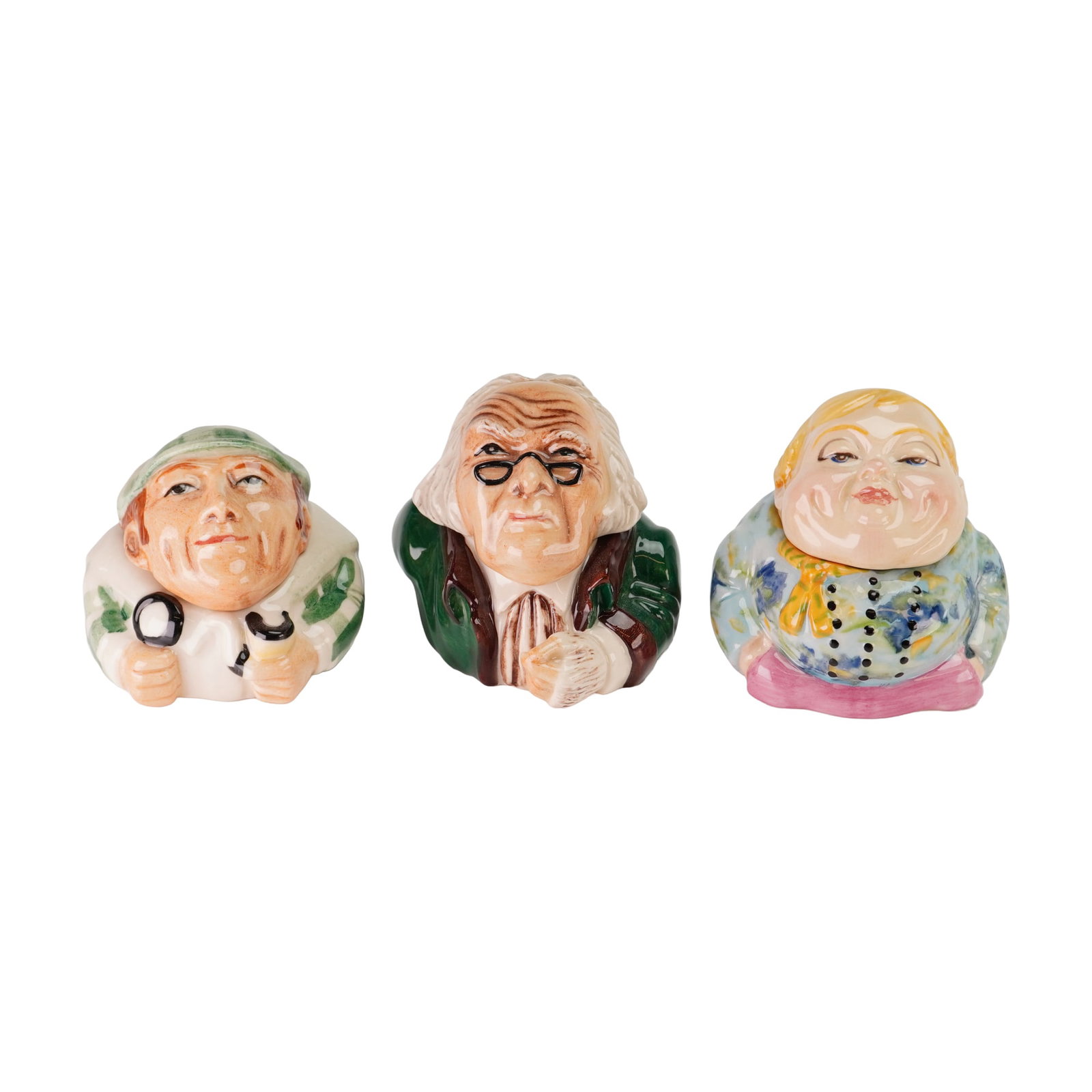 3pc Kevin Francis Ceramic Face Pots, Sherlock Holmes, Scrooge, and Fat Boy (1 of 4)