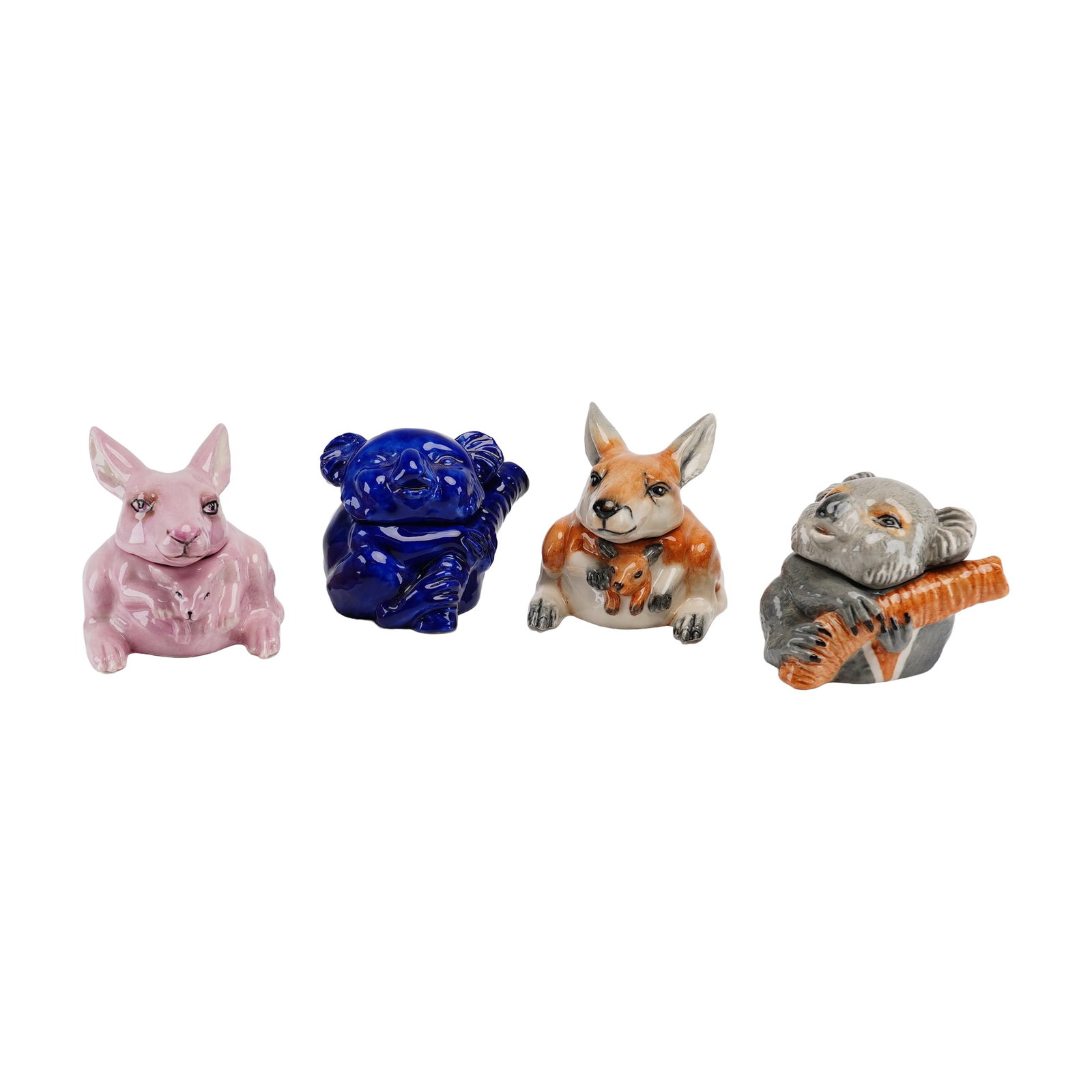 Lot of 4 Kevin Francis Face Pots Australian Animal Trinket Boxes including Blue Koala Prototype (1 of 4)