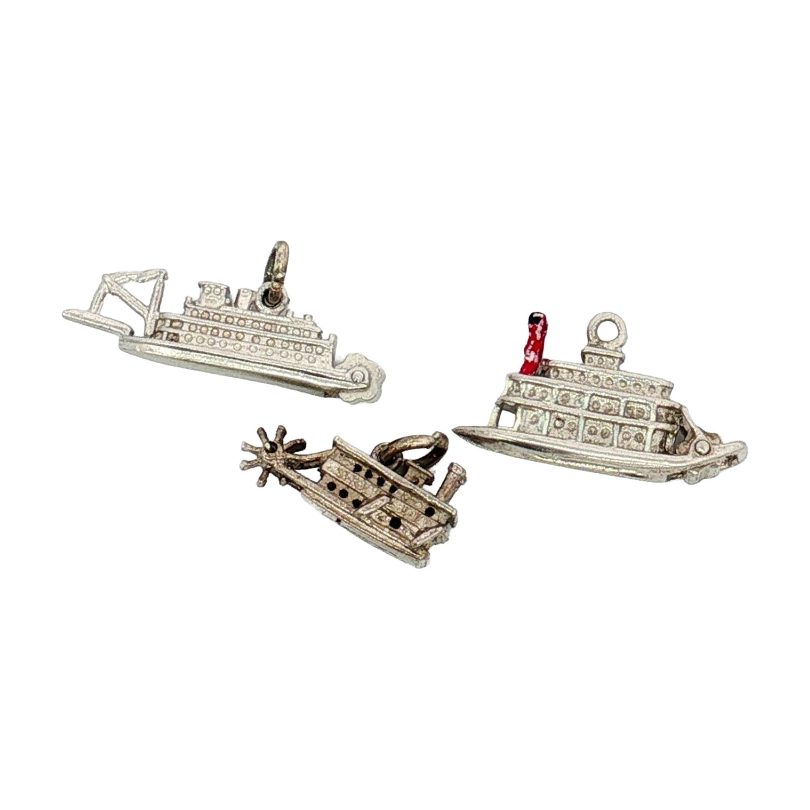 3pc Sterling and Non-Sterling Silver Miniature Boat Charms (1 of 4)