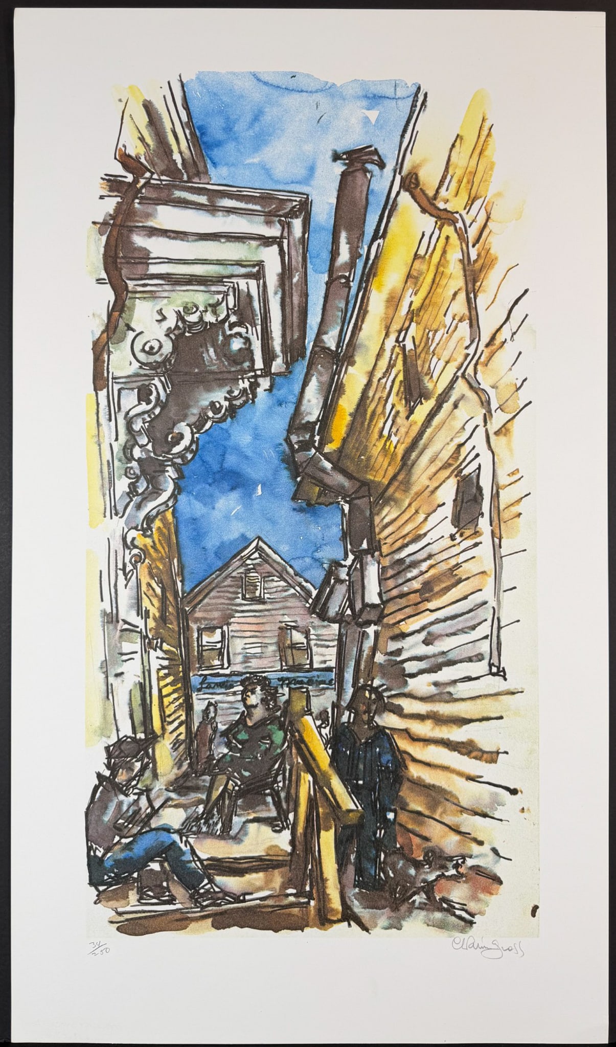 Chiam Gross (1904-1991) Lithograph, New England Street Scene, Signed (1 of 4)