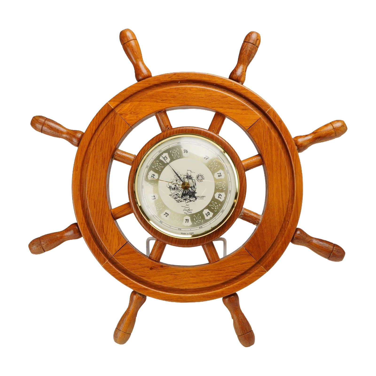 Fischer GDR Wooden Ship Wheel Barometer (1 of 3)