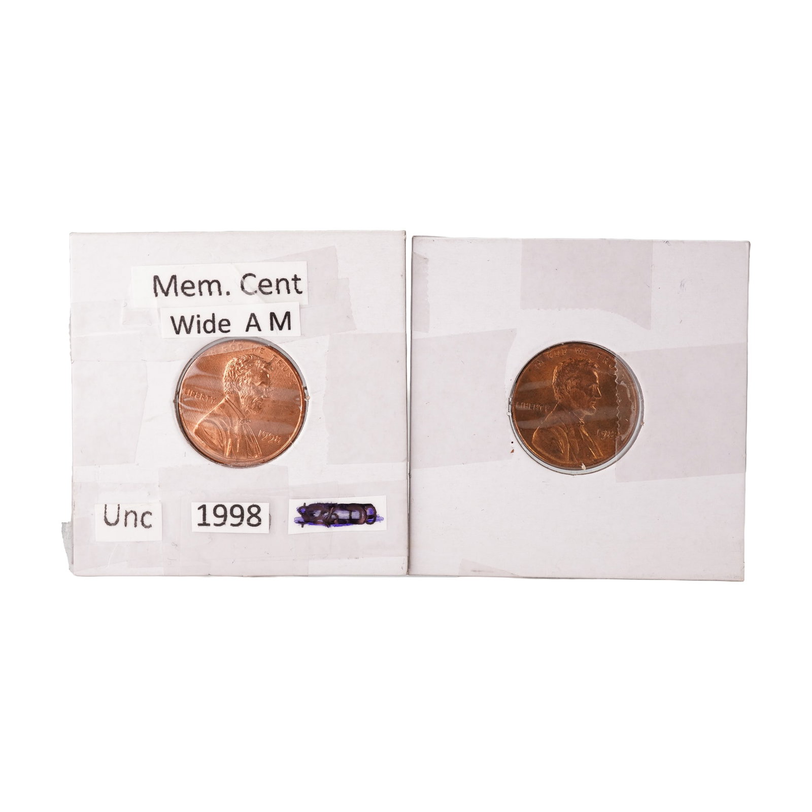 US 1998 Error (Wide AM) Lincoln Memorial Cent (1 of 4)