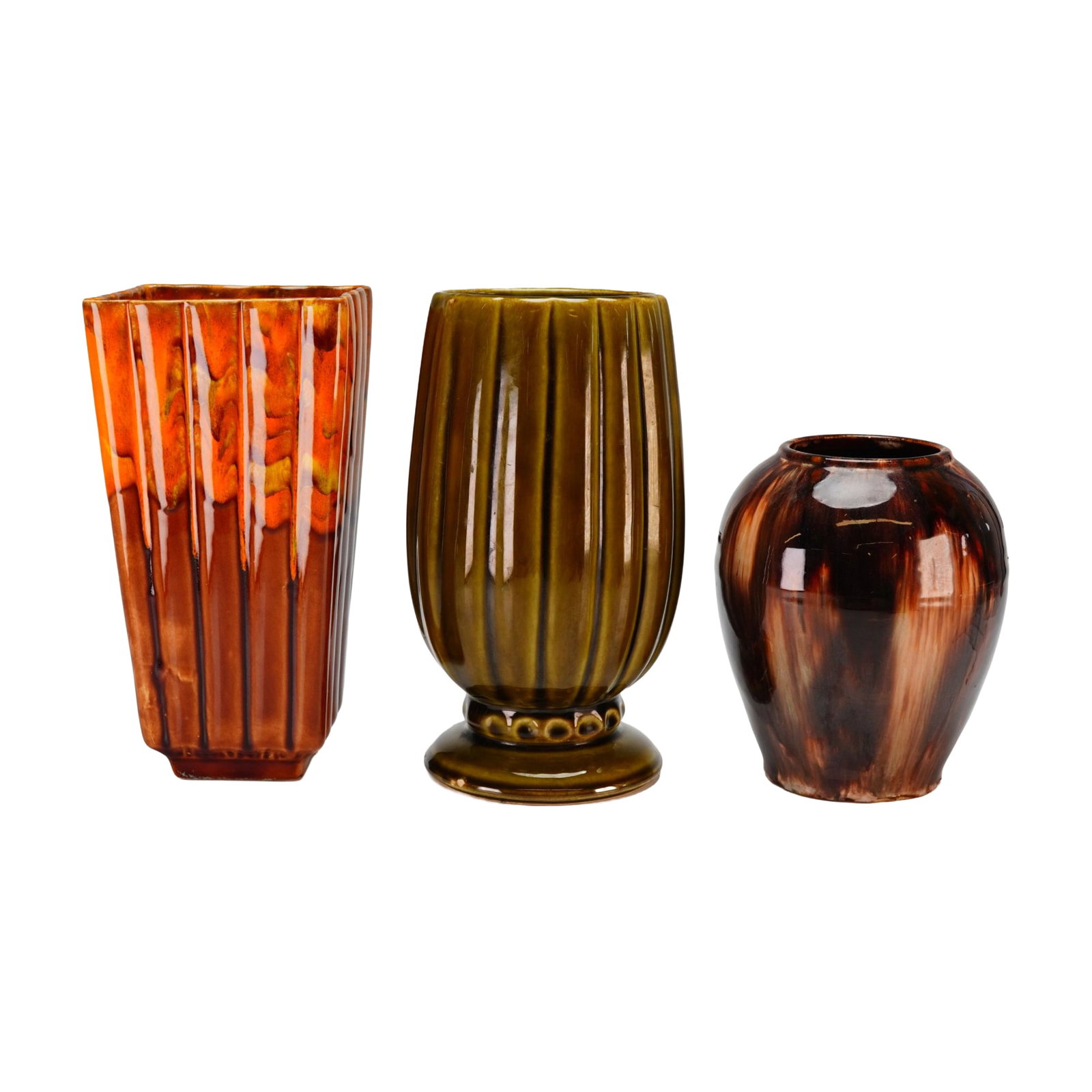 Three Brush McCoy and McCoy Pottery Vases (1 of 4)