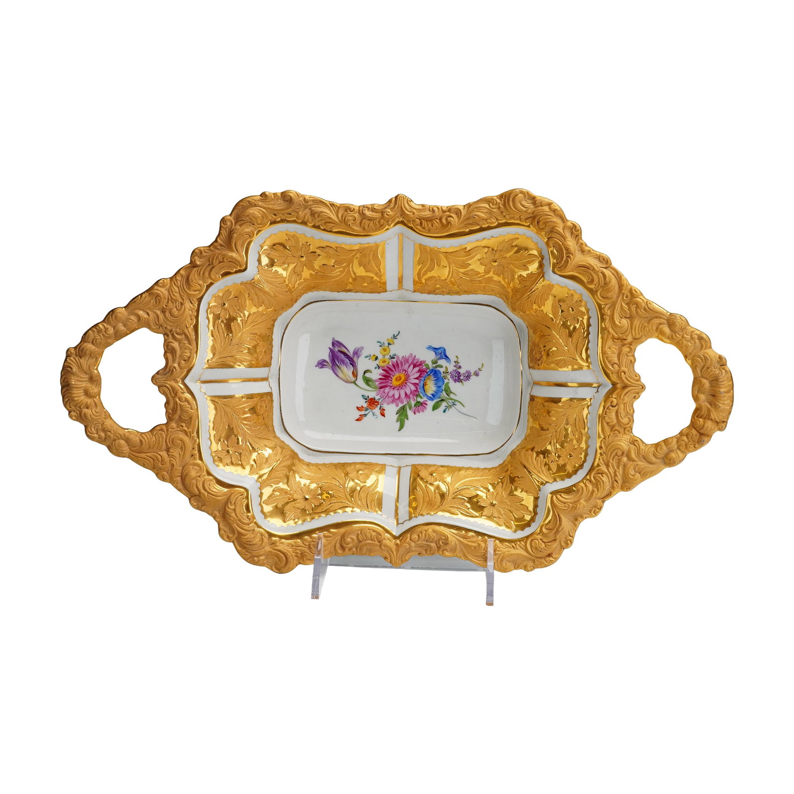 Meissen German Porcelain Gilded Floral Serving Tray (1 of 4)