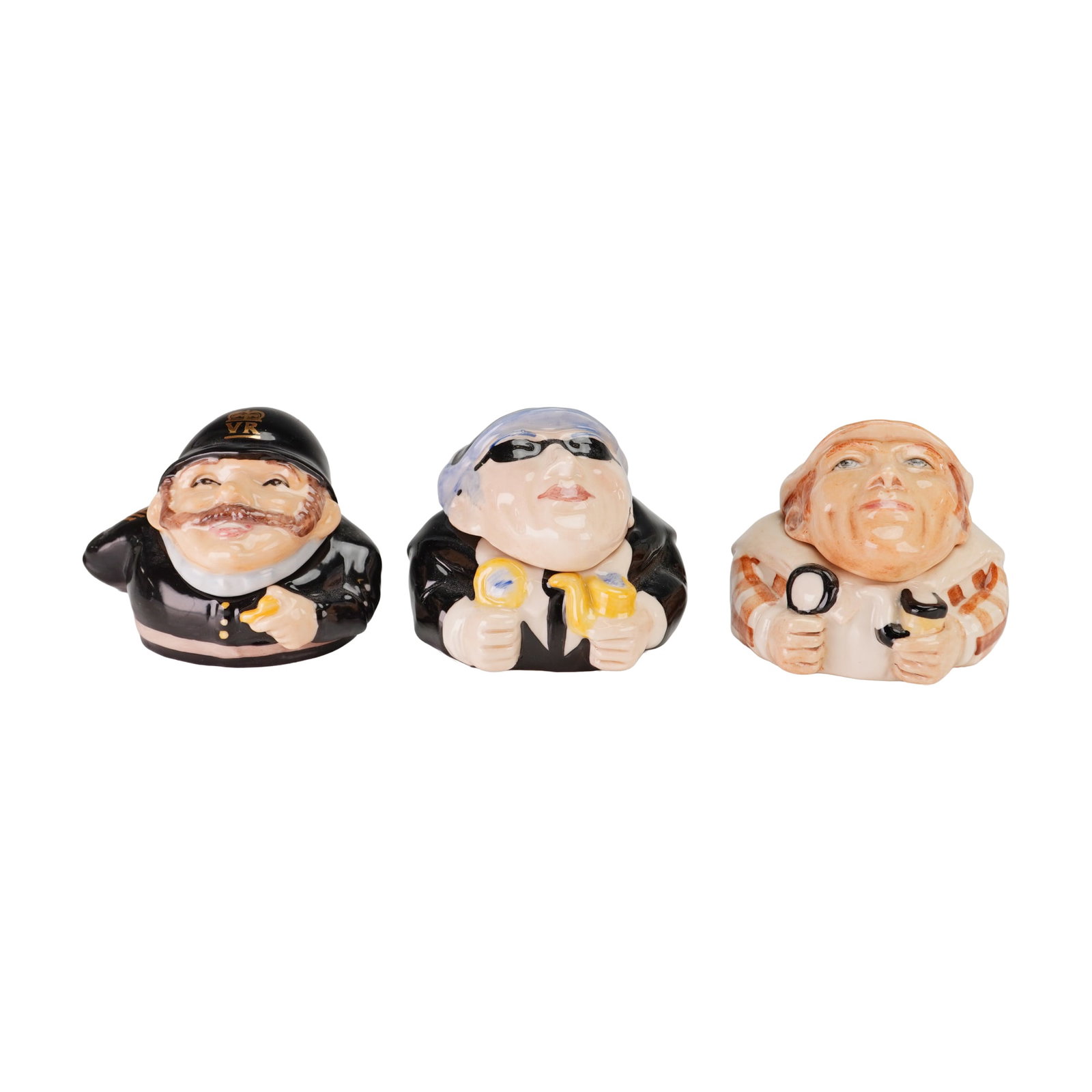 3pc Kevin Francis Ceramic Face Pots, British Bobby and Sherlock Holmes (1 of 5)