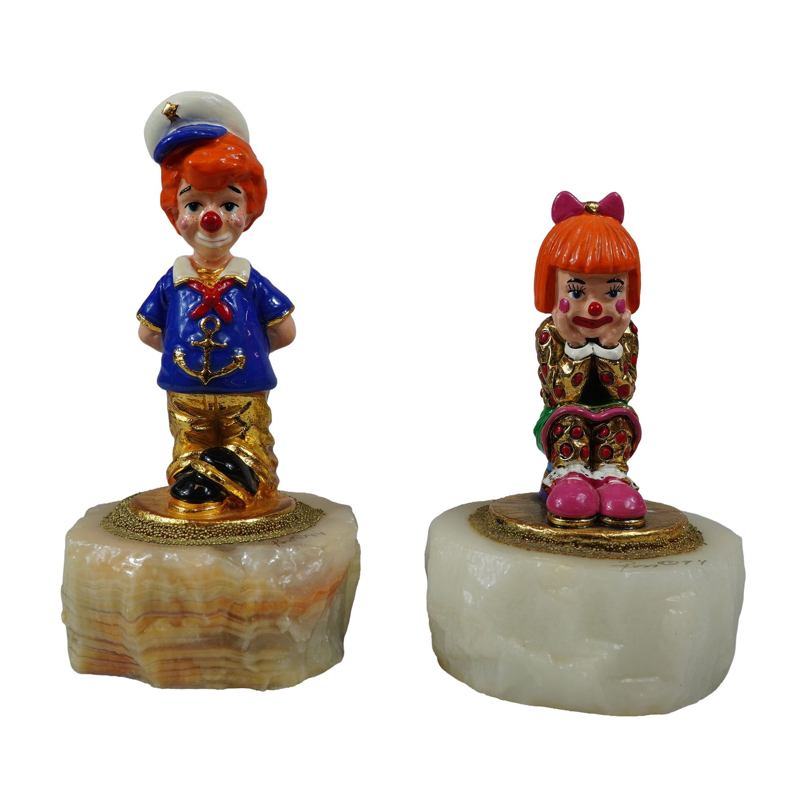 2pc Ron Lee Signed Enameled Clown Sculptures (1 of 6)