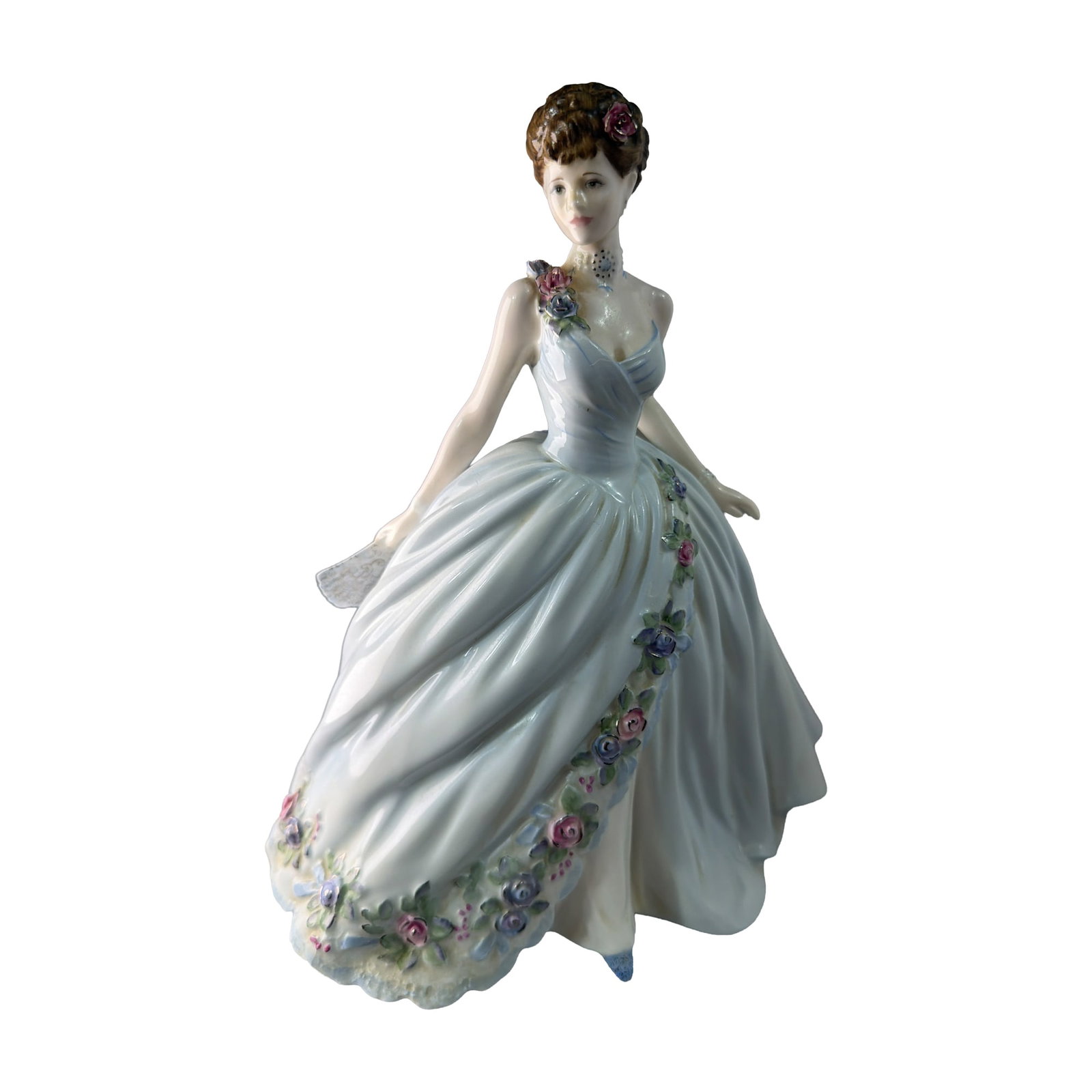 Coalport The Dream Unfolds Bone China Figurine: Coalport, England. Limited edition figurine titled The Dream Unfolds in glazed fine bone china, sculpted by John Bromley for Compton and Woodhouse. The figure is modeled as a woman in an off-the-shoul