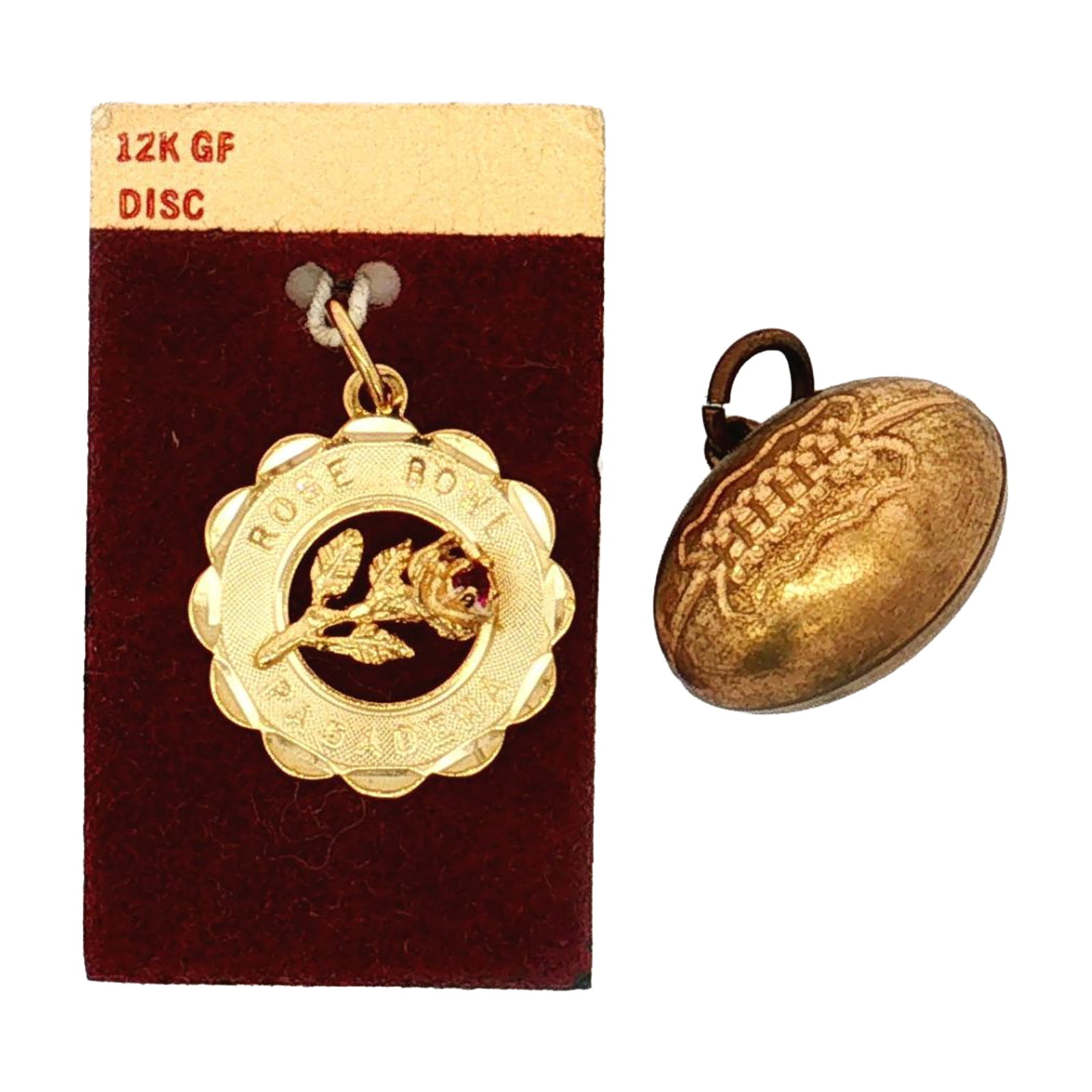 2pc Gold-Filled and Gold-Tone Rose Bowl and Football Charms (1 of 5)