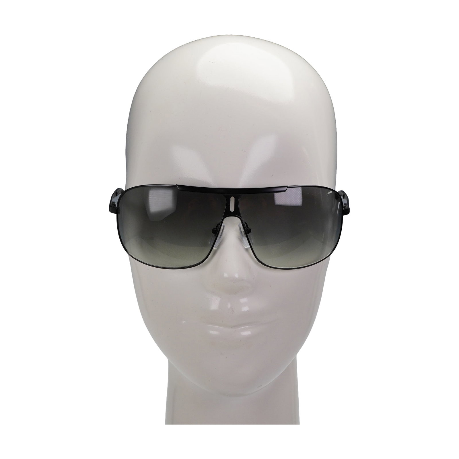 DKNY DY5030 1004/11 Men's Black Aviator Sunglasses w/ Case: A pair of DKNY (Donna Karan New York) Men's Aviator Sunglasses, model number DY 5030 1004/11. The sunglasses feature black metal frames in a modern shield style with a flat brow bar and large, rectang