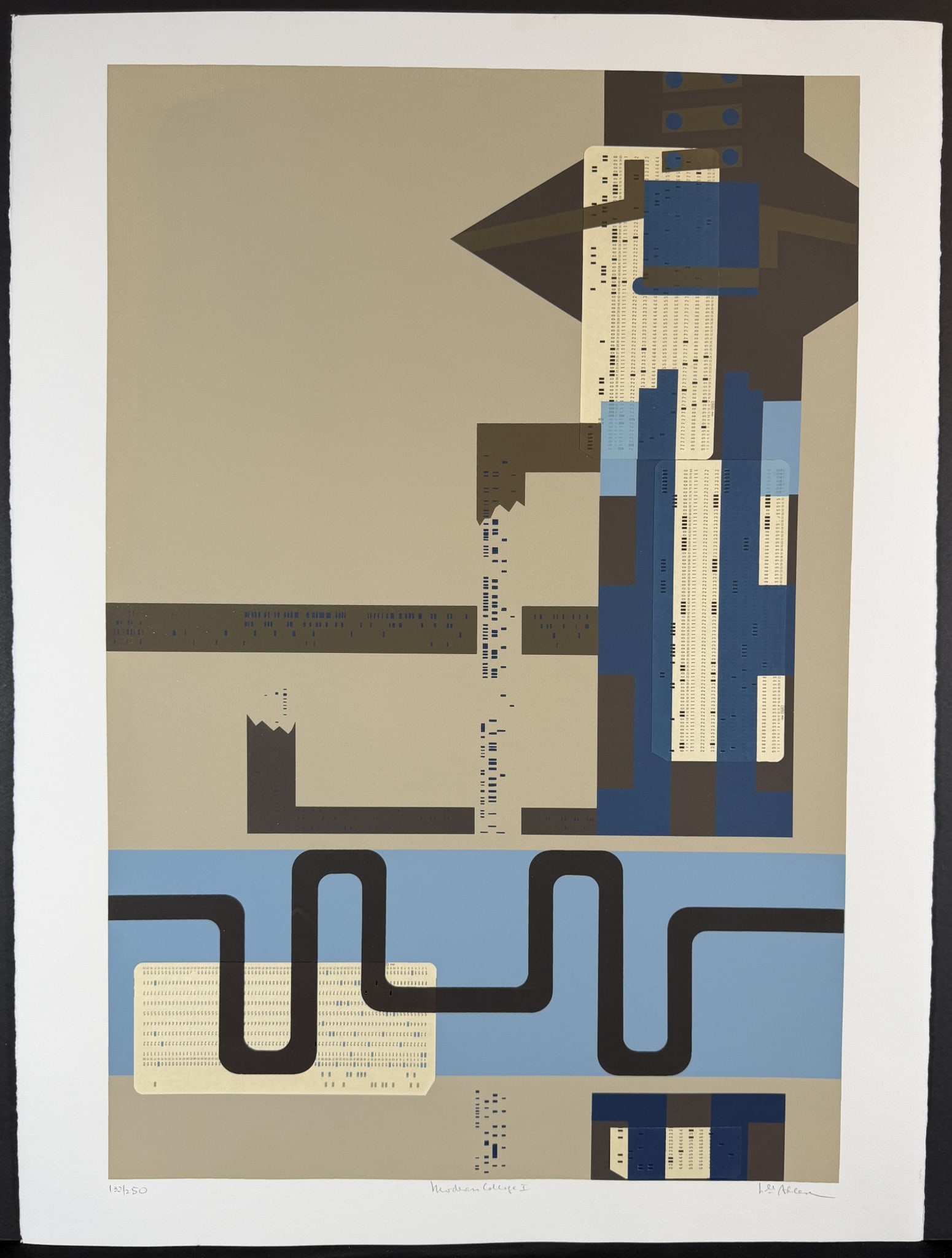 Lee Adler (1934-) Screenprint with Hand Collage Paper with Holes, Modern Collage 1, Signed (1 of 6)