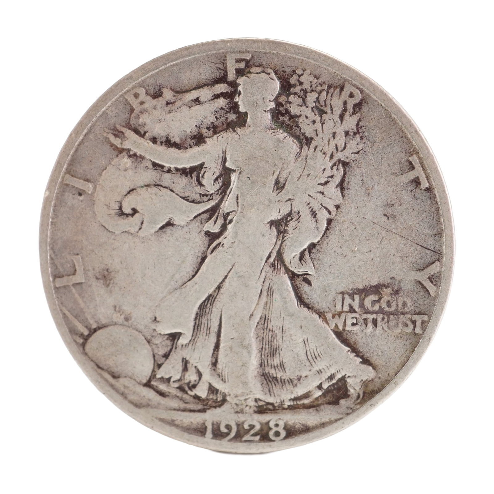 1928 U.S. Walking Liberty Half Dollar 90% Silver Coin, Circulated (1 of 2)