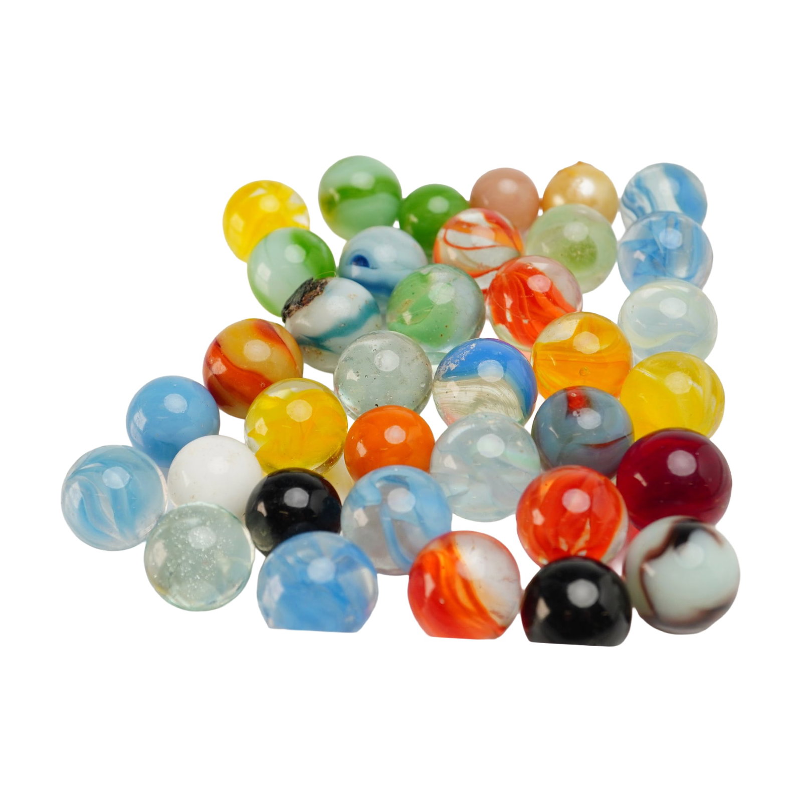 36pc Assortment of Swirl Glass Marbles (1 of 3)