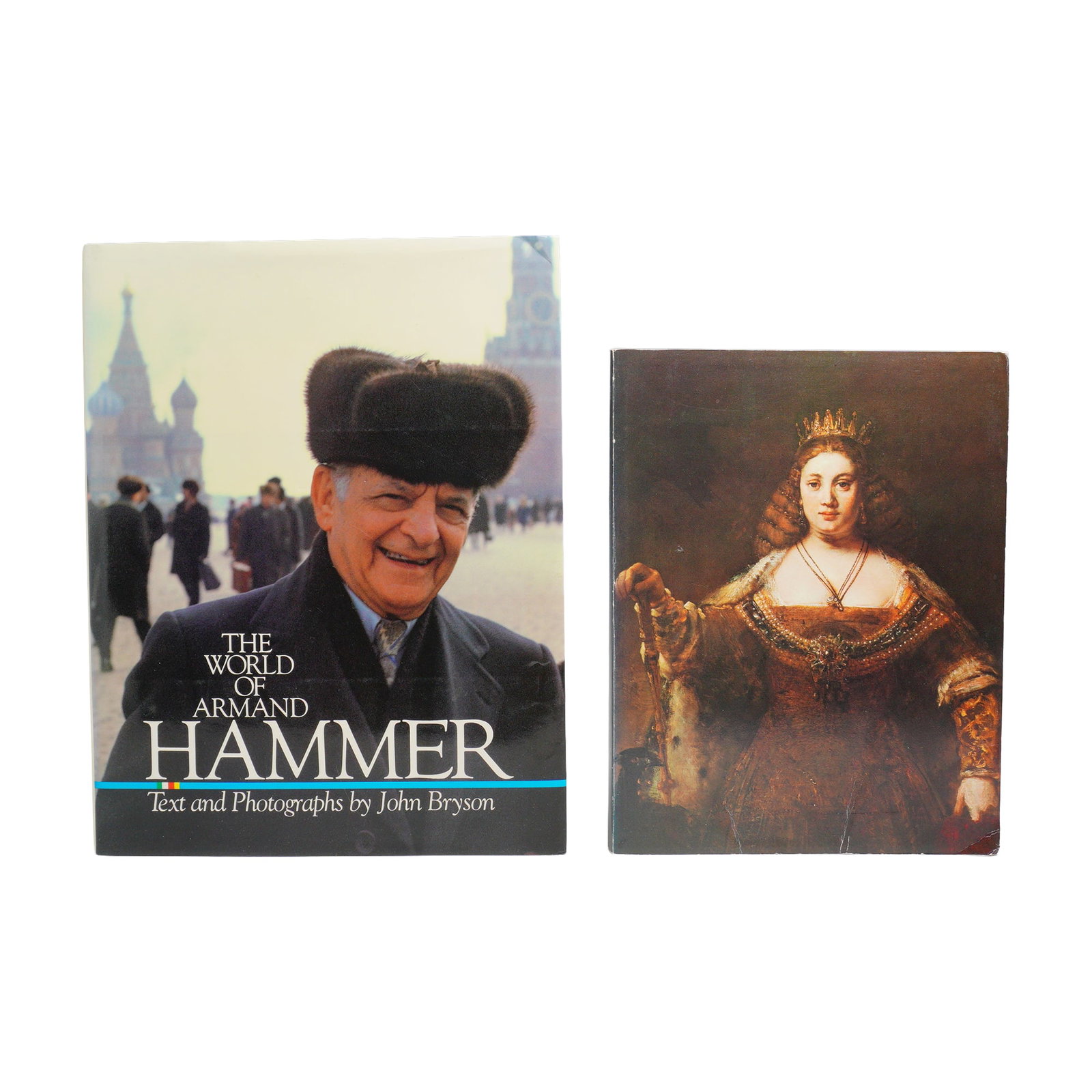 2pc Volumes on Armand Hammer: A lot of 2 Armand Hammer theme books detailing the life and art collection of the American industrialist. The first volume is titled The World of Armand Hammer, featuring text and photographs by John 