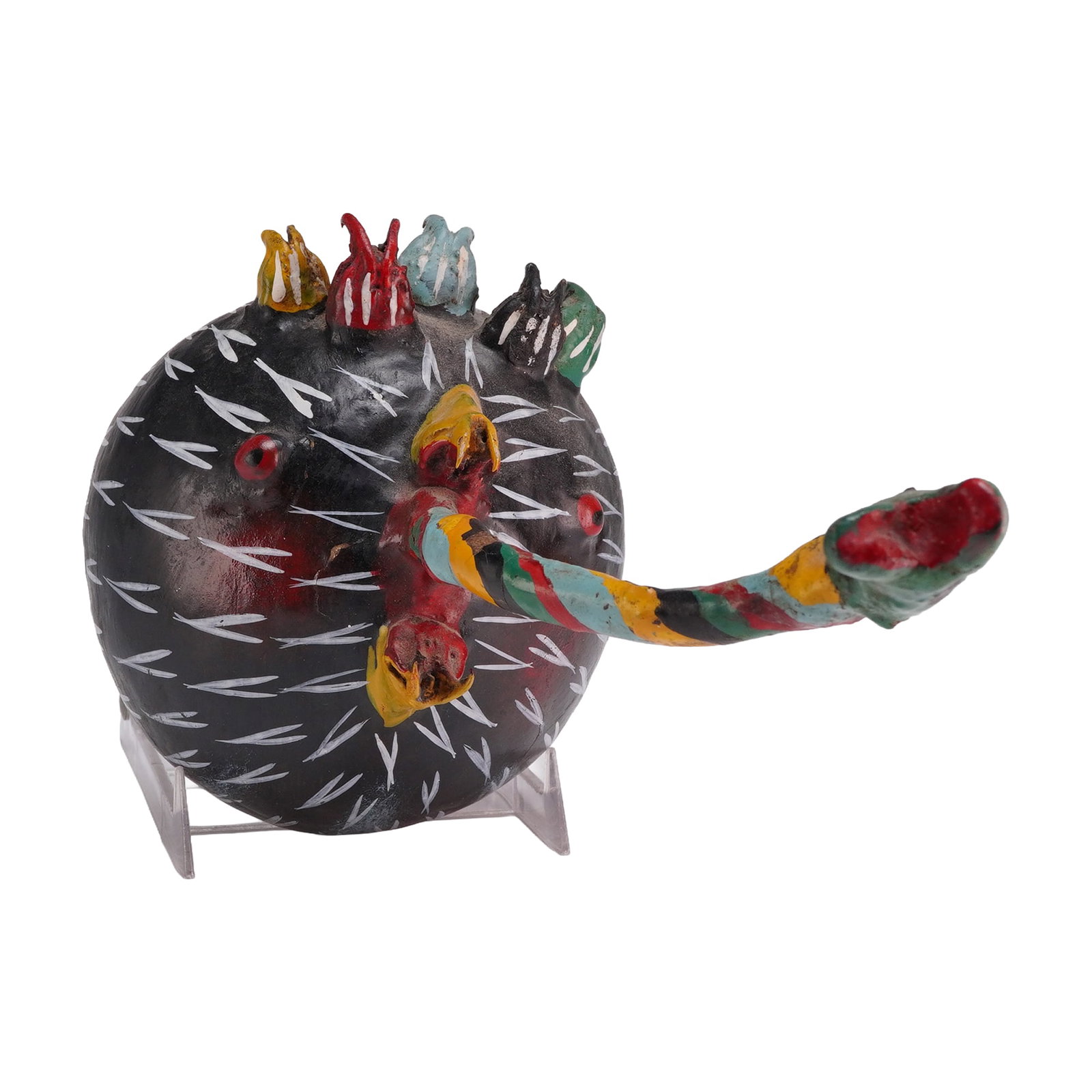 Mexican Polychrome Coconut Shell Zoomorphic Folk Art Mask Hat (1 of 3)