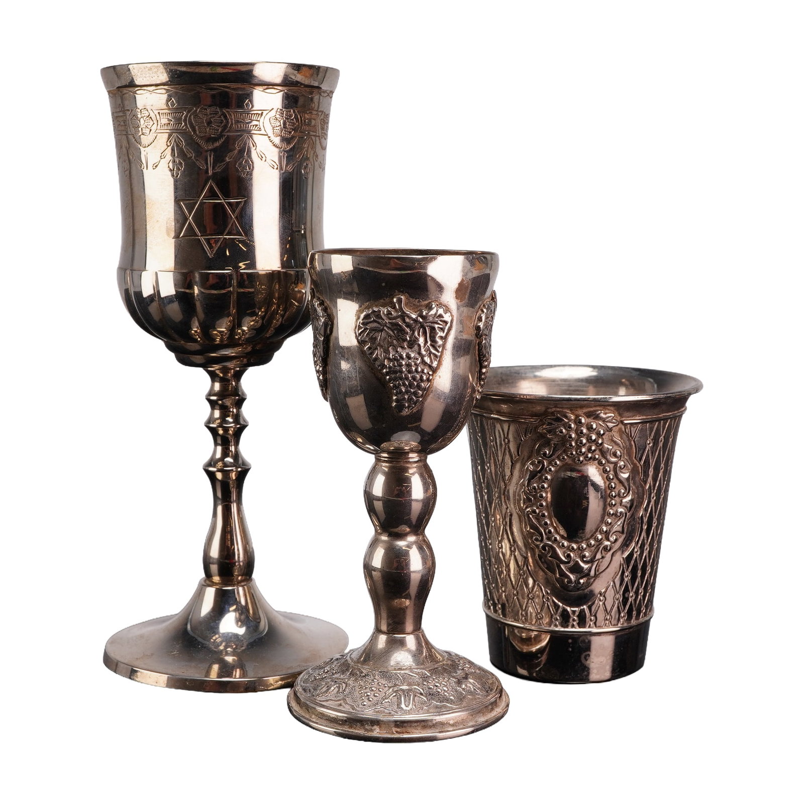 3pc Silver-Toned Kiddush Cup & Goblets Collection (1 of 3)