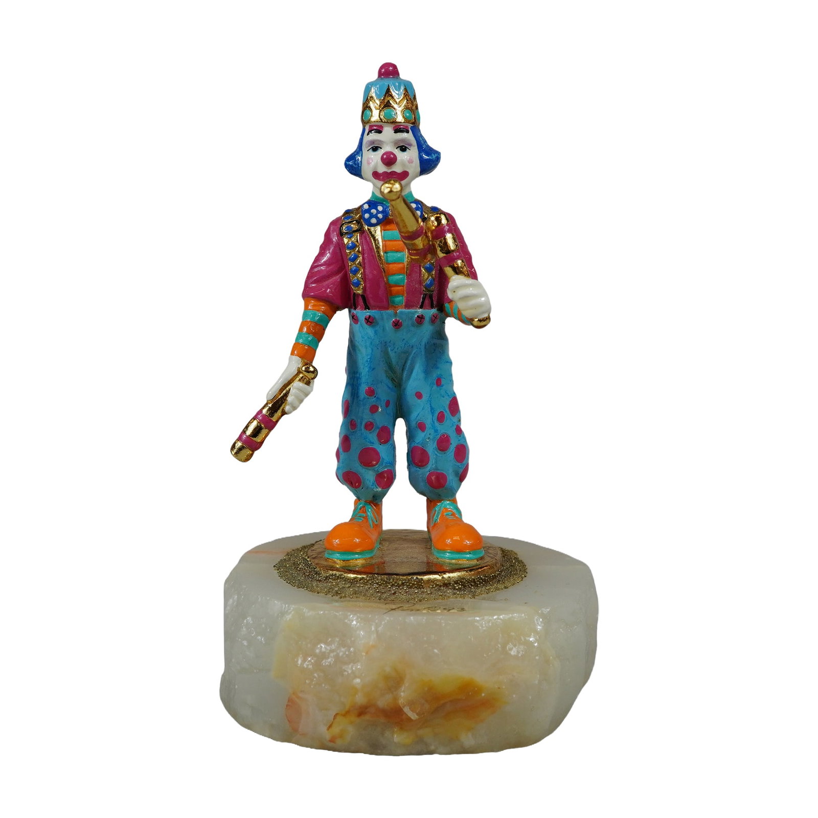 Ron Lee 1993 Enamel and Onyx Clown Sculpture (1 of 5)