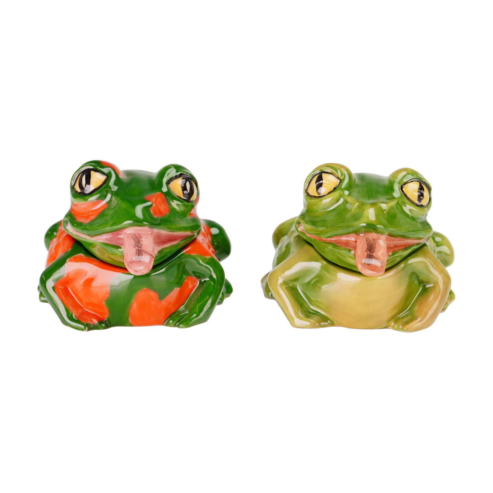 2pc Kevin Francis Frog Face Pots, Got Flies? and Give us a Kiss (1 of 4)