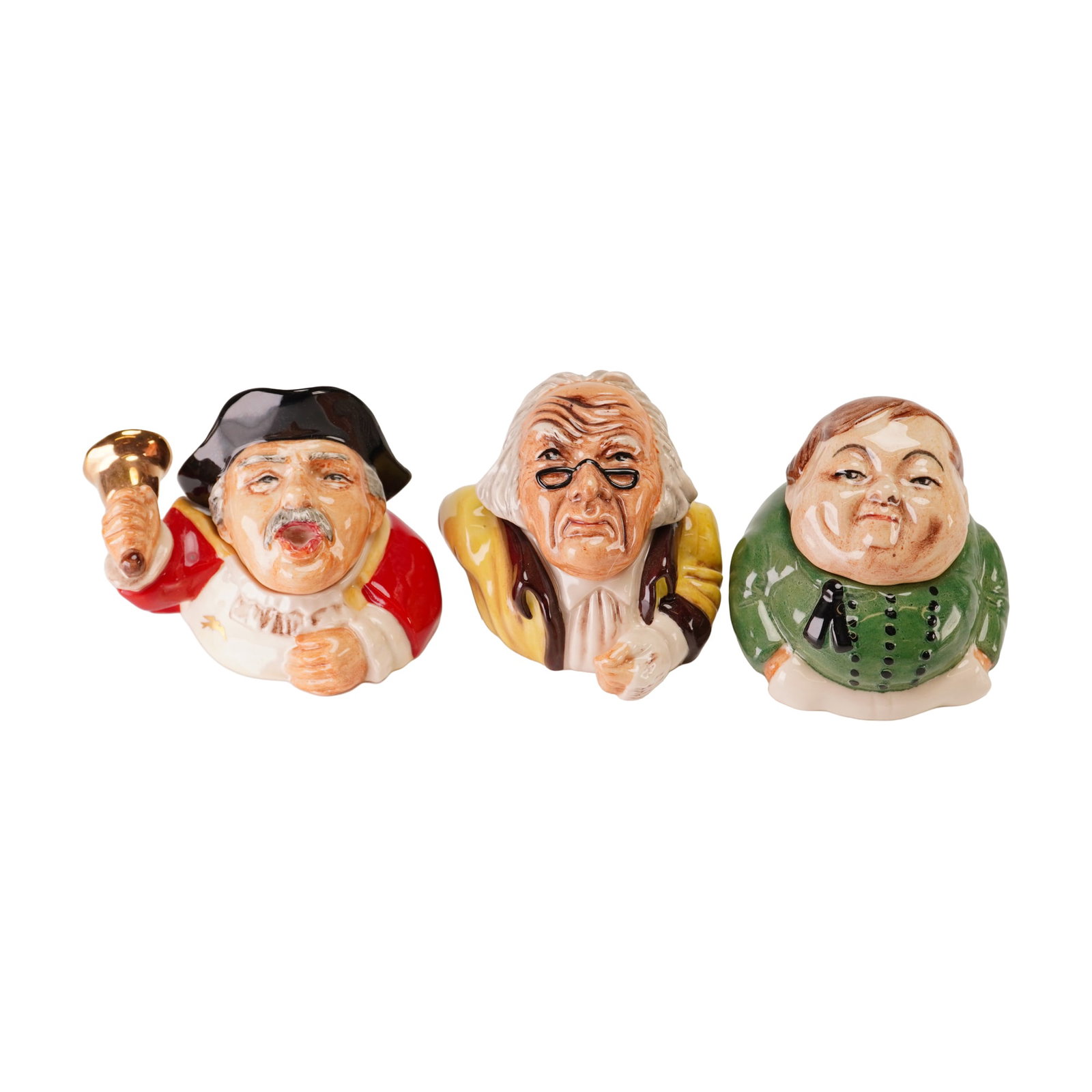 3pc Kevin Francis Ceramic Face Pots, Town Crier, Scrooge, and Fat Boy (1 of 4)
