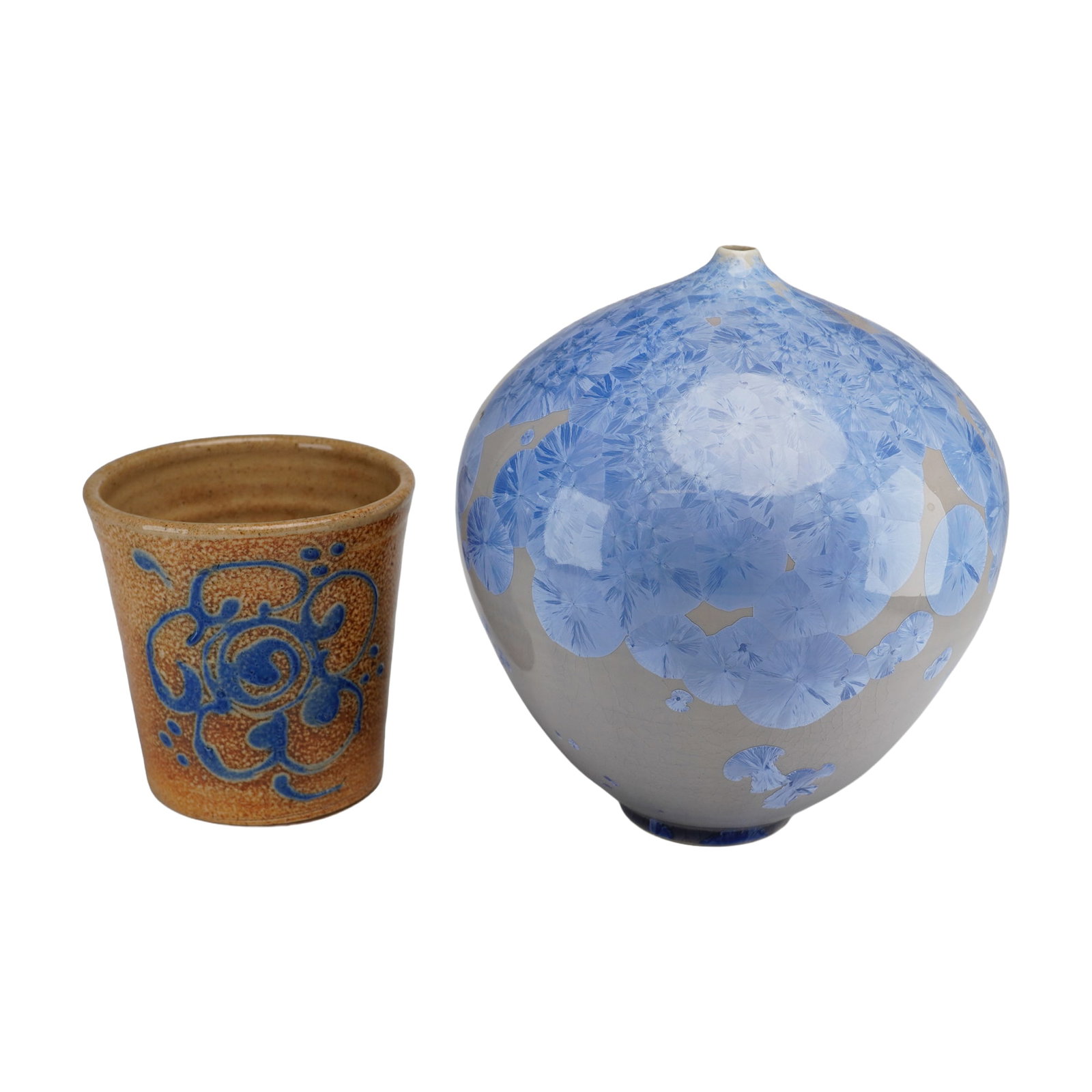 2pc American Pottery Item, Frank Neef Crystalline Vase and Stoneware Mug (1 of 4)