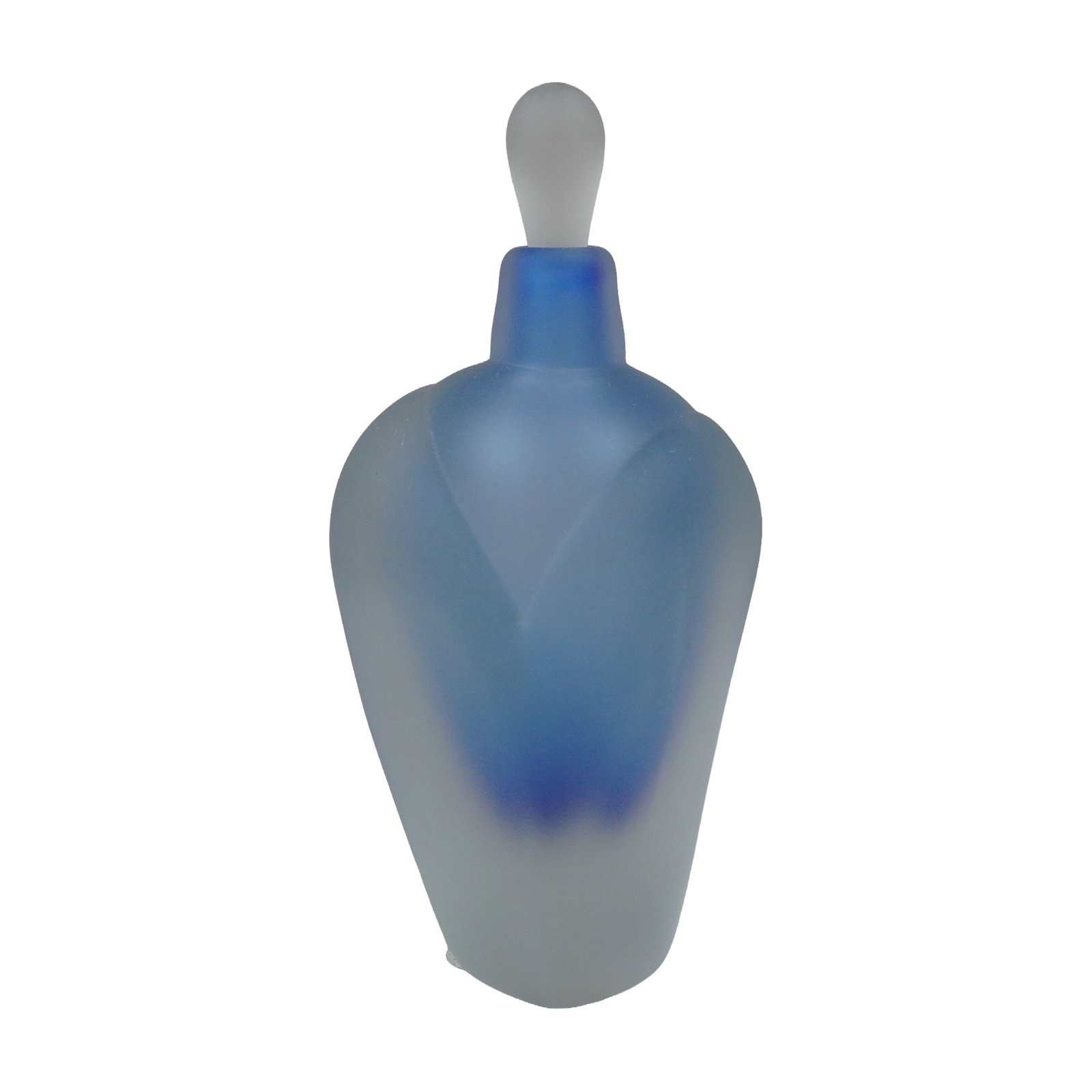 Frosted Blue Art Glass Perfume Bottle with Stopper Dated 1983 (1 of 3)