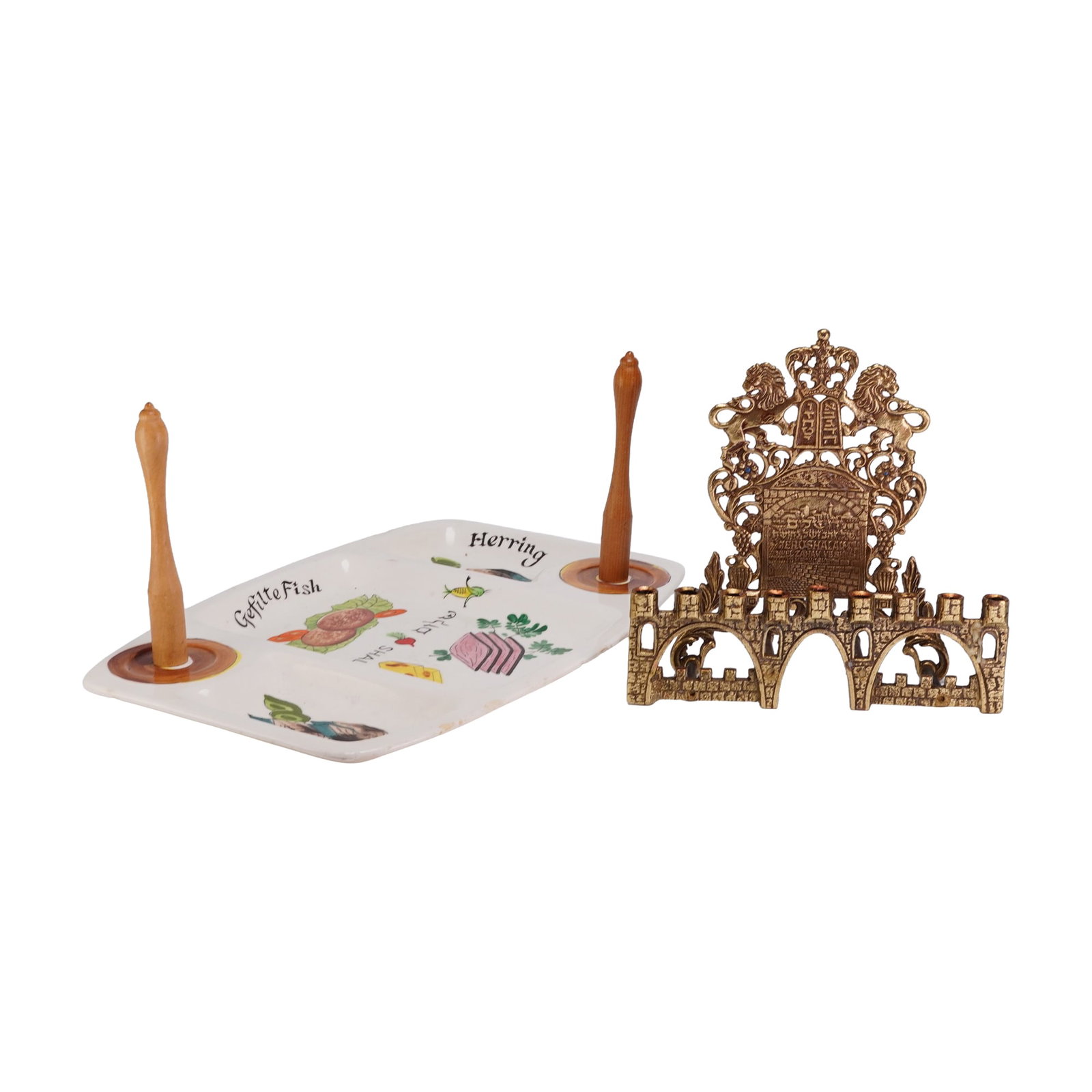 2pc Judaica Hanukkah Menorah and Platter (1 of 4)
