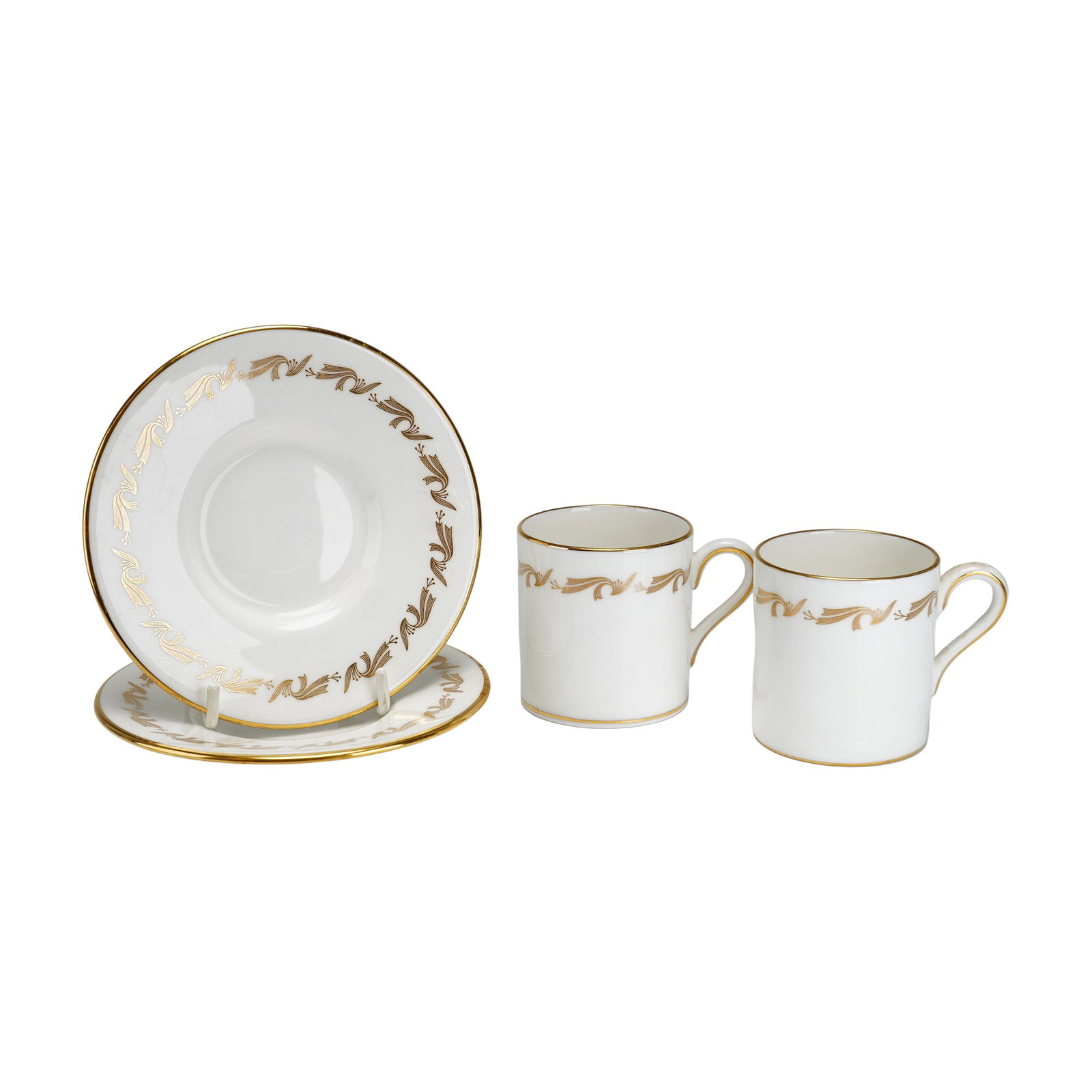 Two Sets Wedgwood Bone China Demitasse Cups and Saucers, Golden Fleece Pattern (1 of 4)