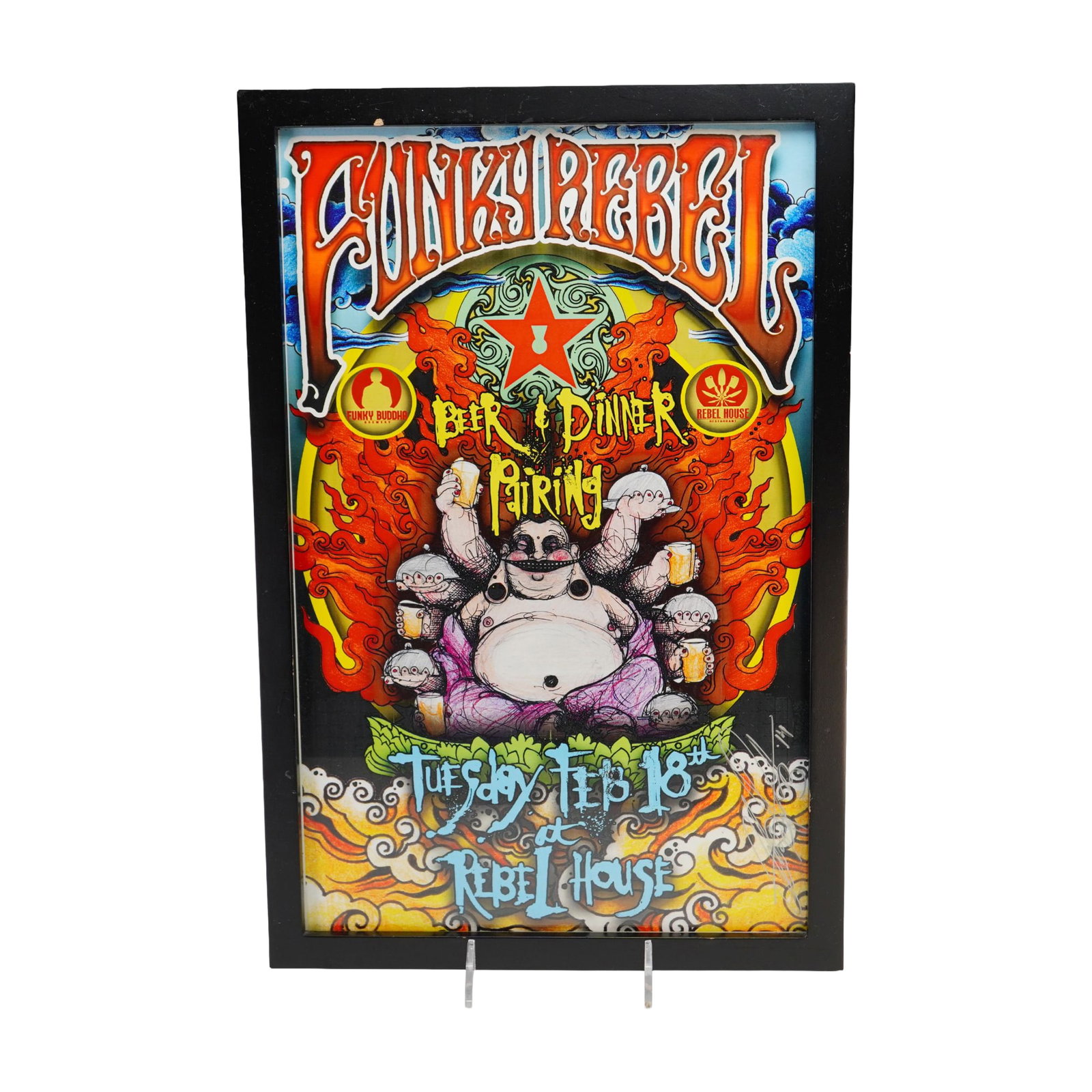 Funky Buddha Brewery and The Rebel House, Framed Advertising Poster, Funky Rebel Beer Dinner Pairing (1 of 3)