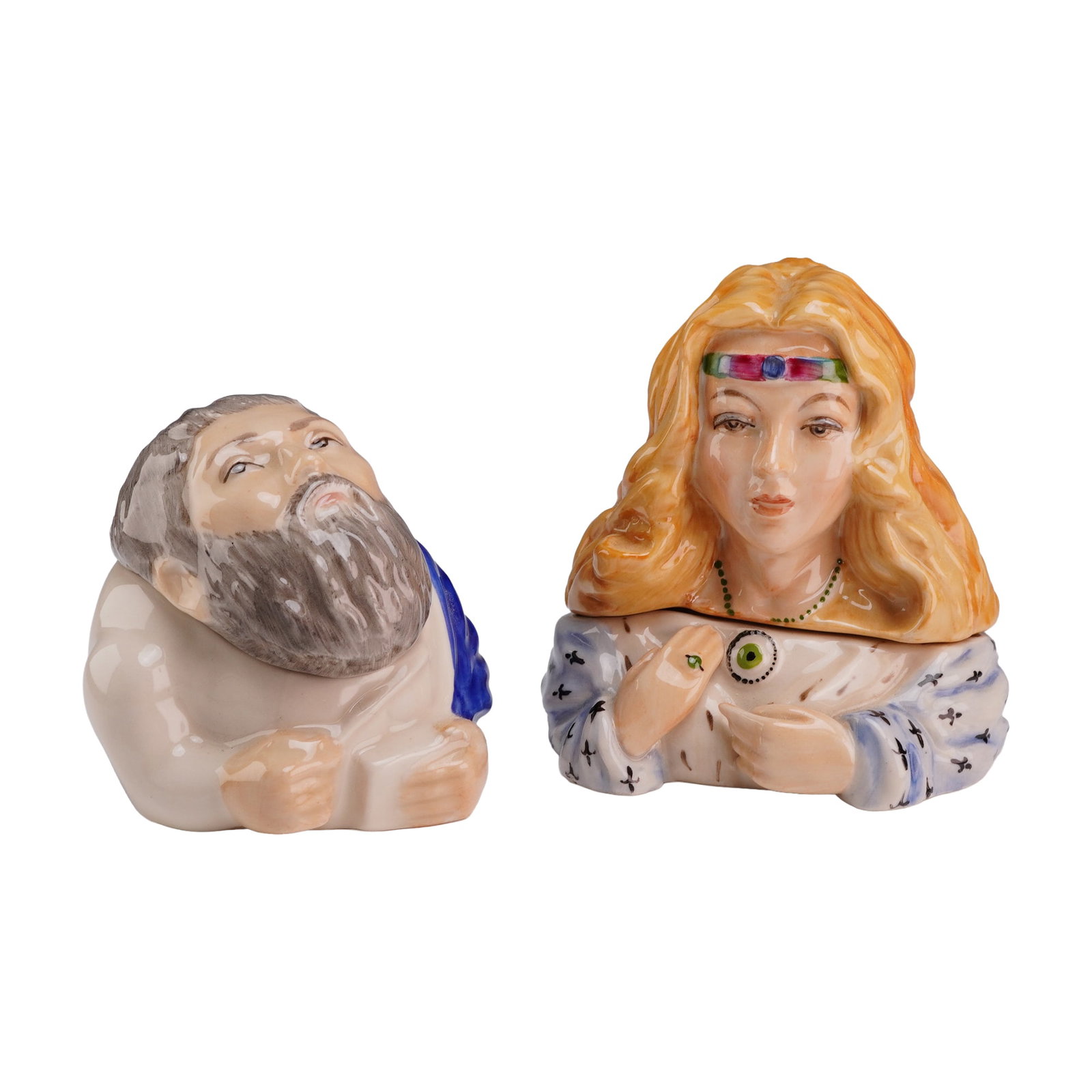 Two Kevin Francis Face Pots Prototype Color Trials, Helen of Troy and House of Blues (1 of 5)