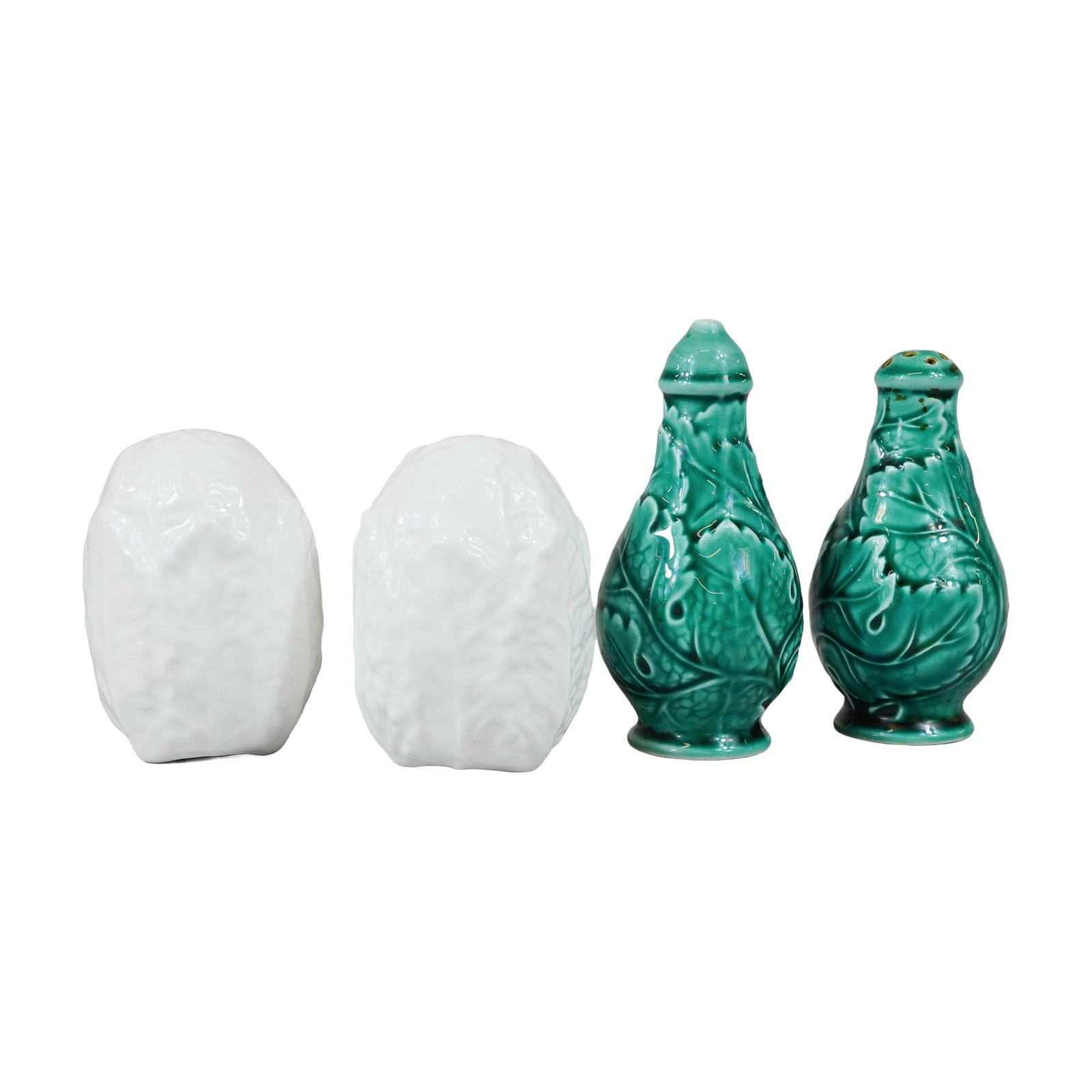 Two Sets of Wedgwood and Majolica-Style Ceramic Salt and Pepper Shakers (1 of 3)