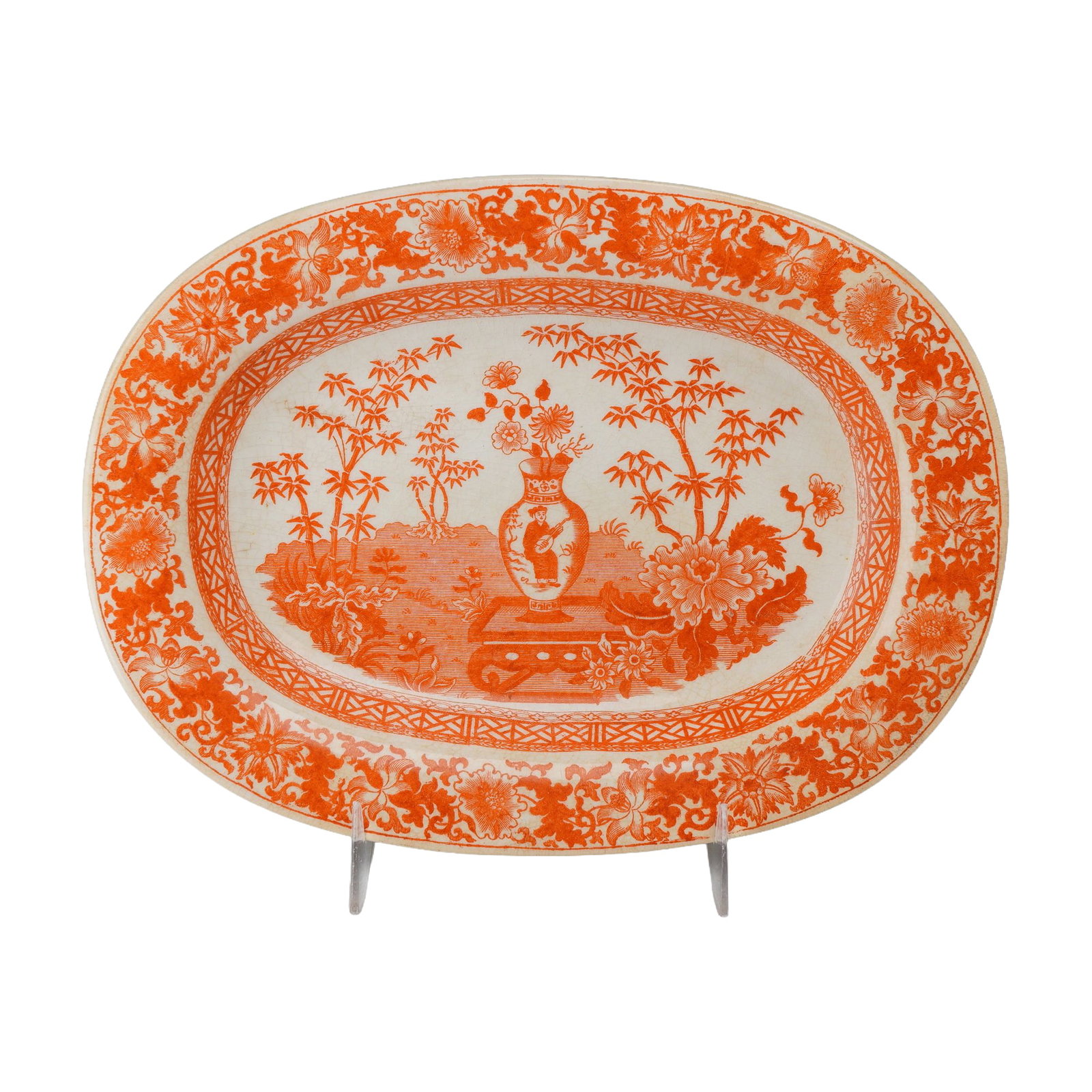 Wedgwood Queensware Orange Transfer-Printed Chinoiserie Oval Dish (1 of 3)