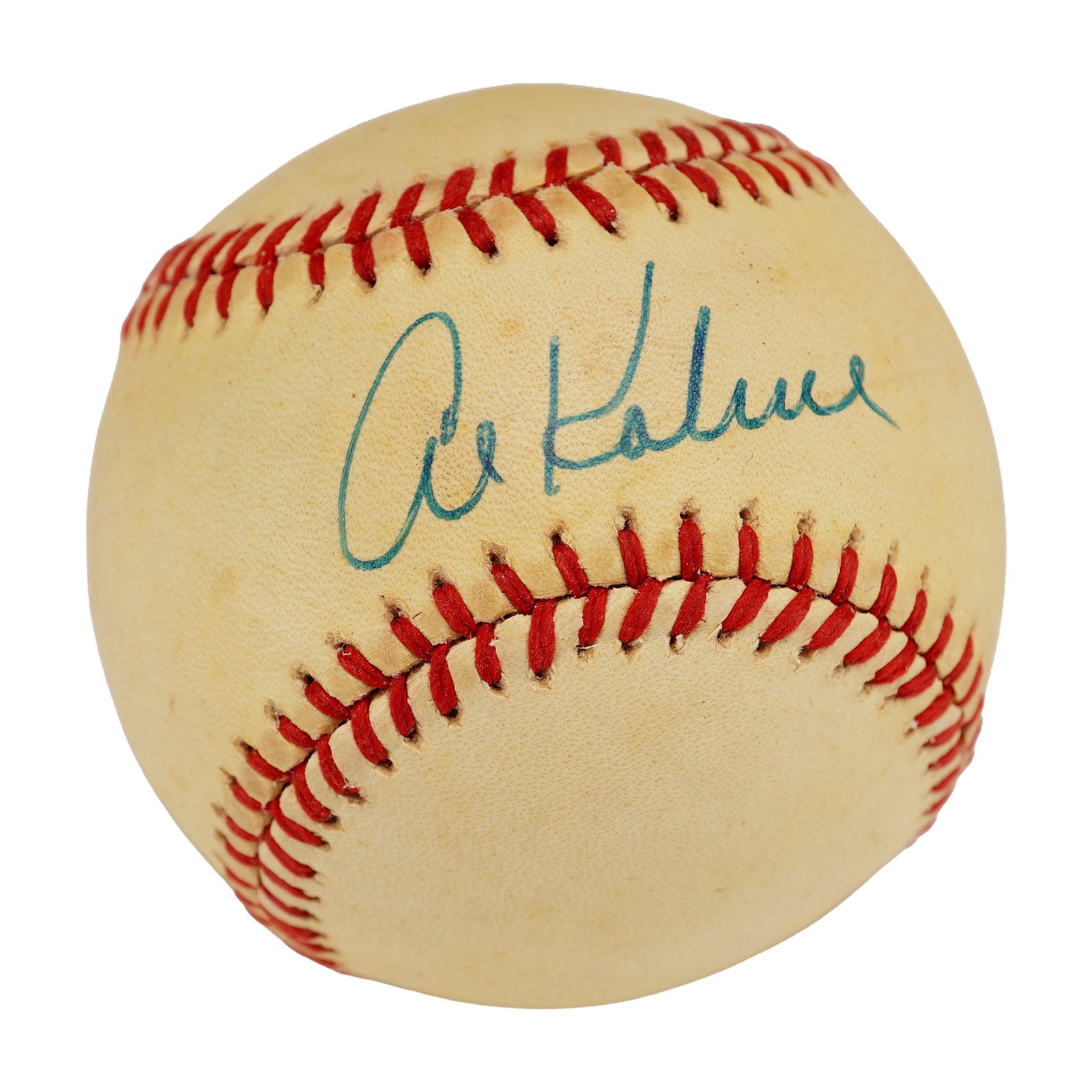 Rawlings PSA Authenticated Al Kaline Signed Baseball, Leather, Circa 1974-1983: This Rawlings Official American League baseball is hand-signed by Detroit Tigers Hall of Famer Al Kaline on the sweet spot in blue ink. The ball features the printed signature of Lee MacPhail, who ser