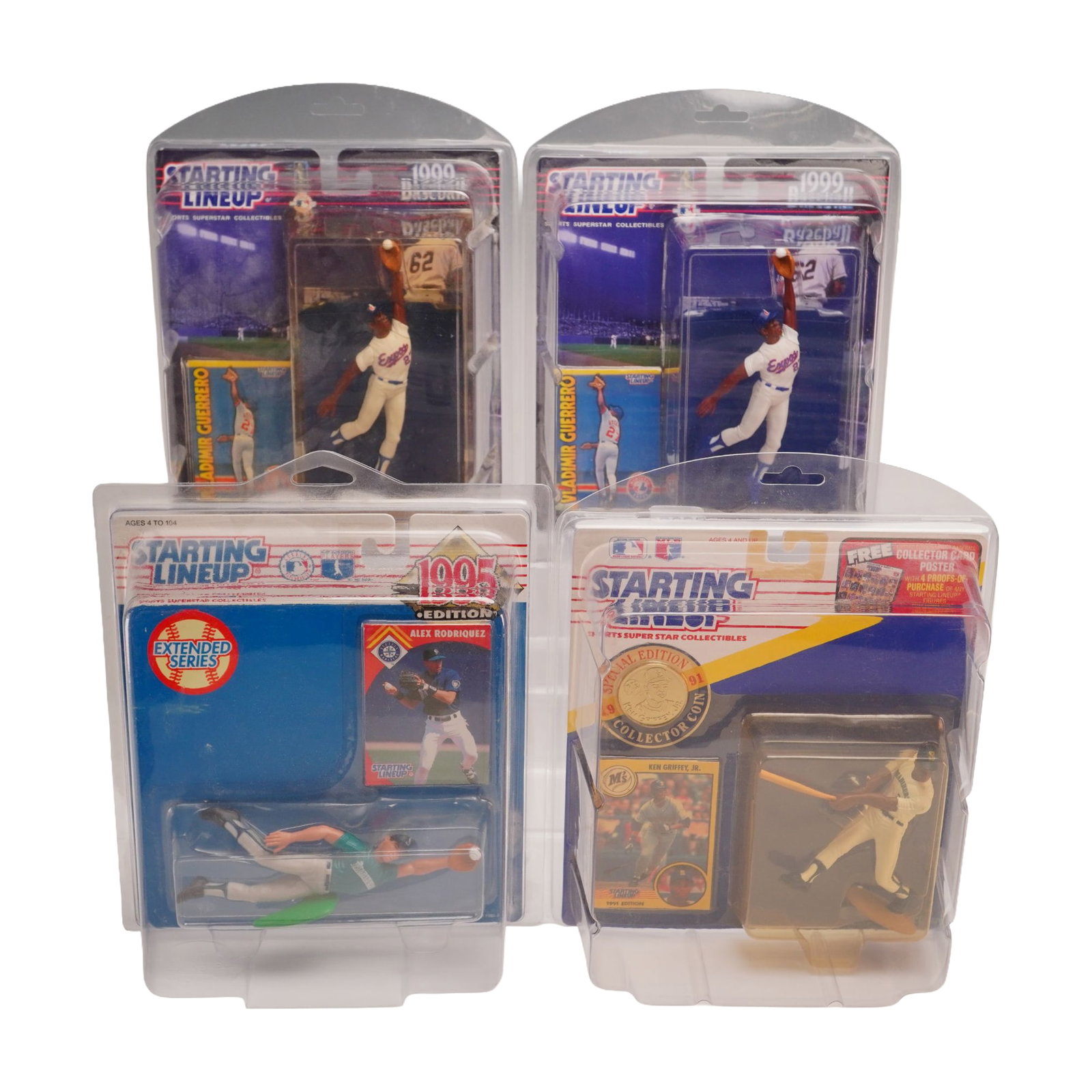 4pc Kenner Starting Lineup MLB Action Figures Featuring Ken Griffey Jr., Alex Rodriguez, and (1 of 3)