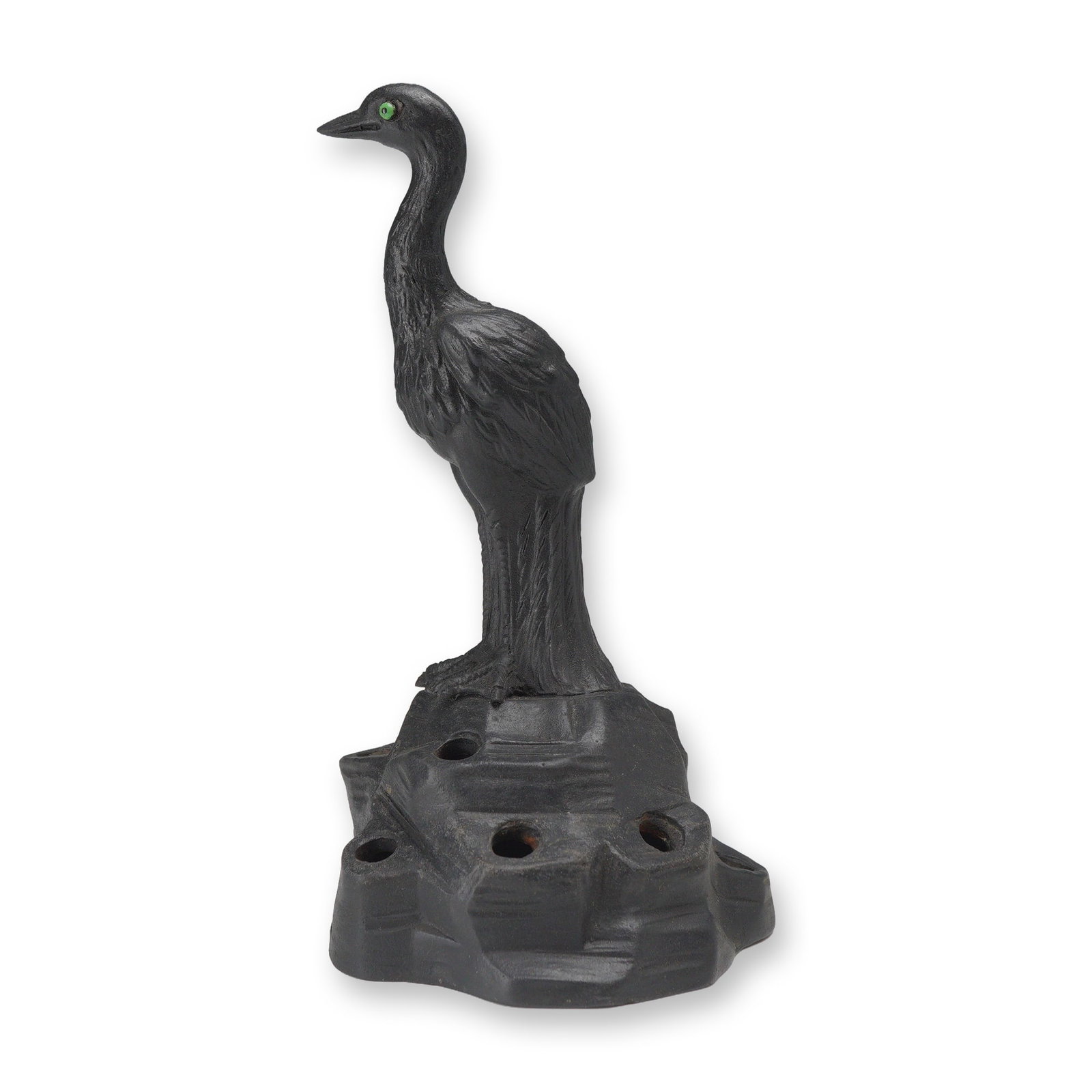 Wedgwood Black Basalt Flower Frog, Heron (1 of 3)