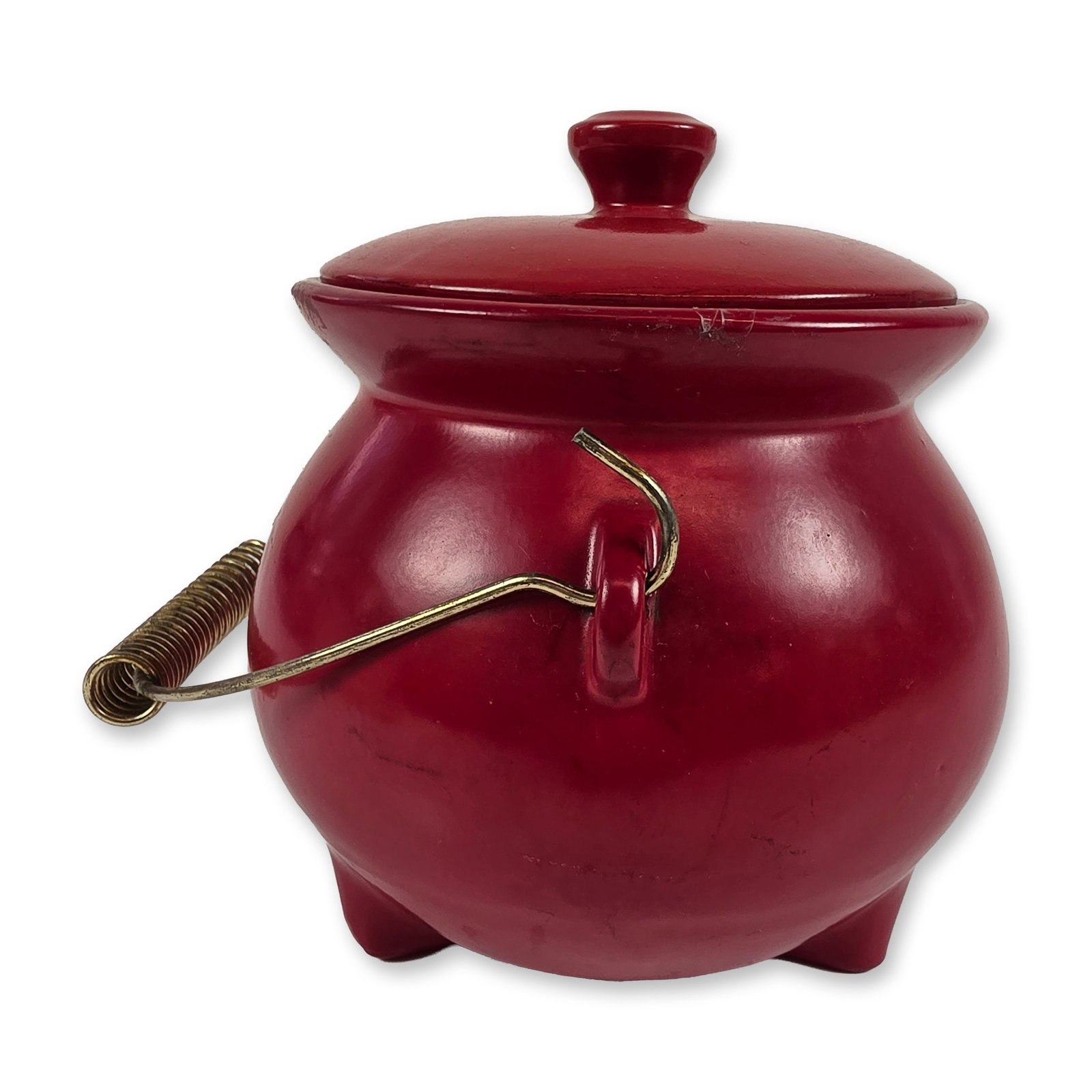 McCoy Red Glazed Ceramic Cauldron Pot Cookie Jar (1 of 4)