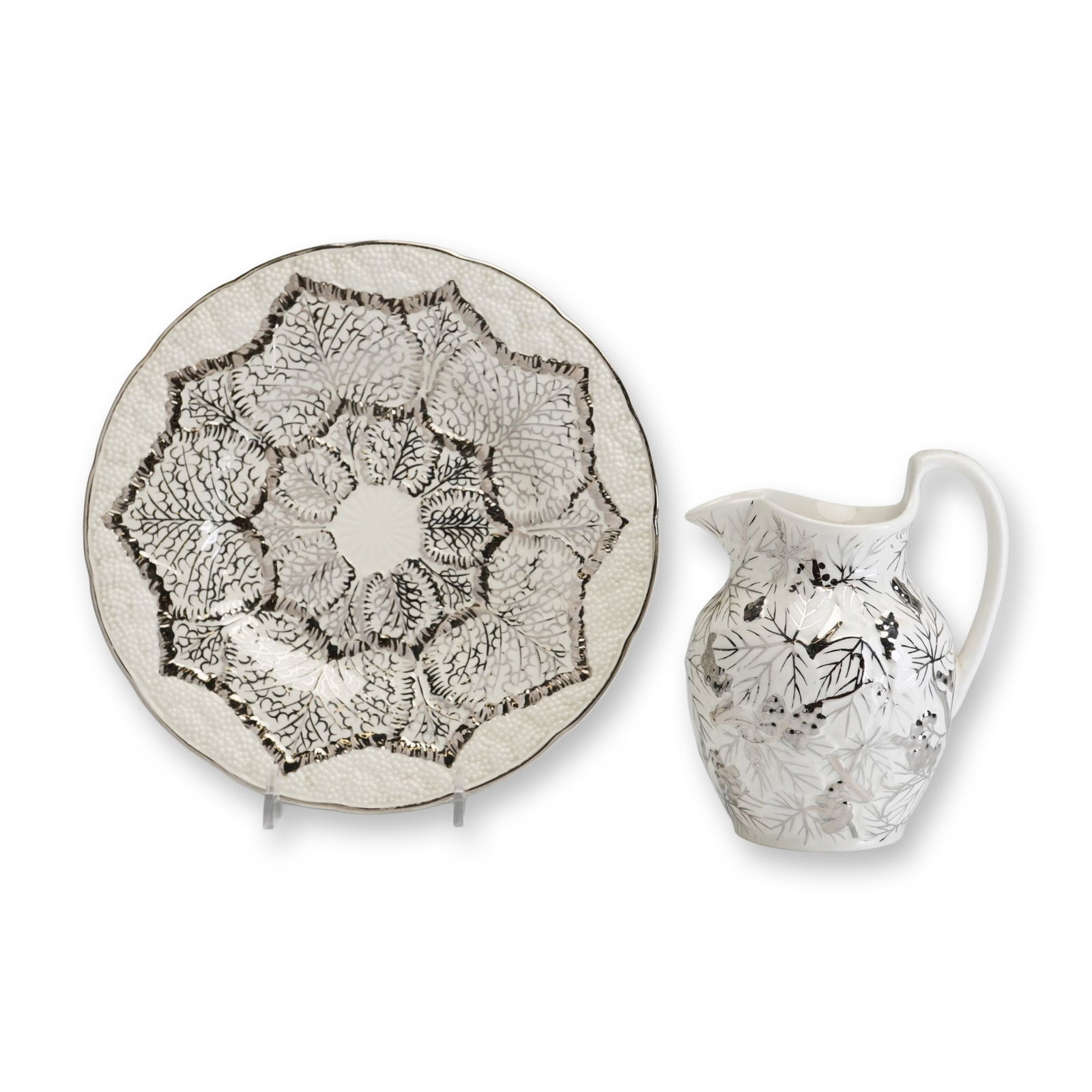 2pc Wedgwood Queensware Platinum Luster Plate and Creamer (1 of 3)