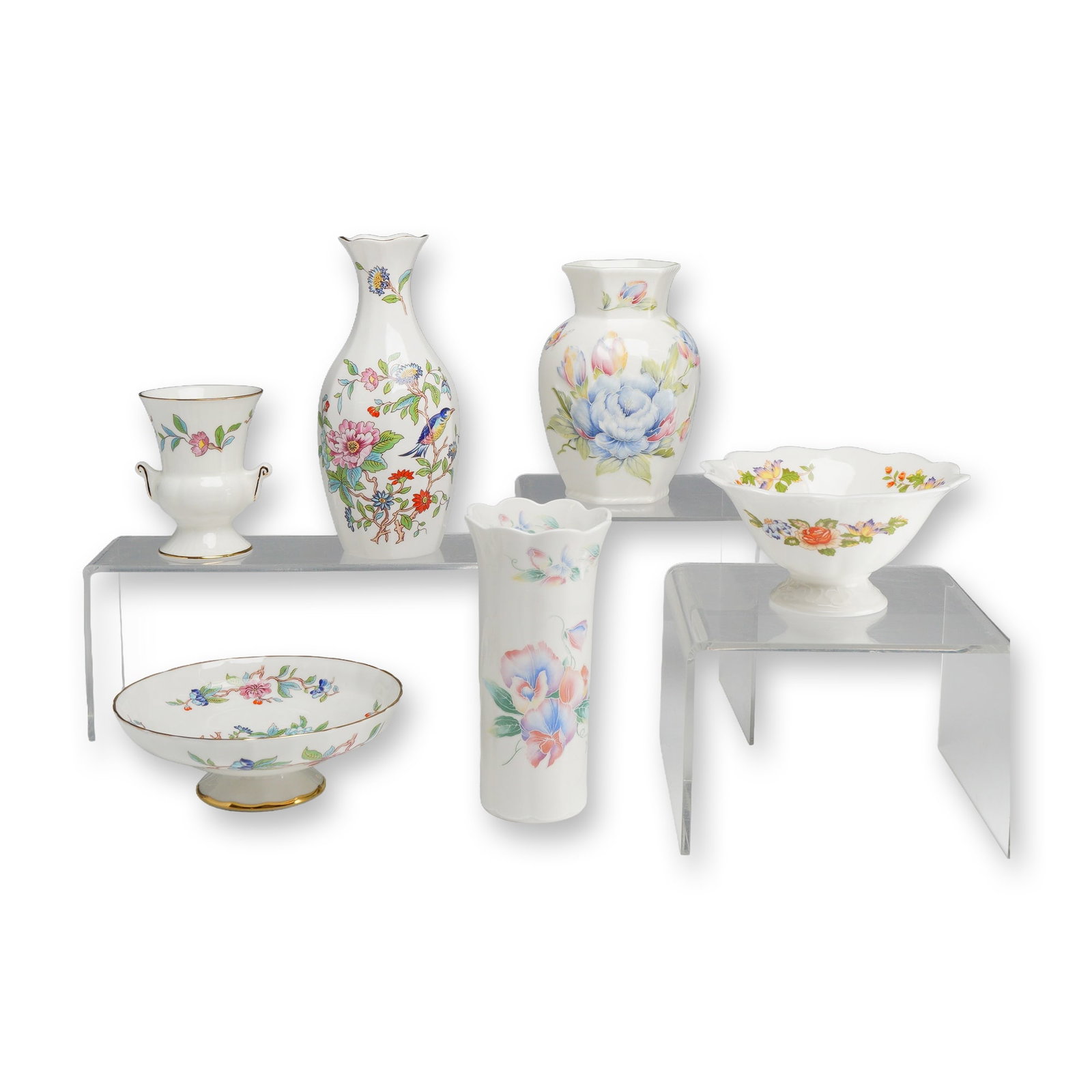 6pc Aynsley Bone China Vases and Pedestal Dishes (1 of 4)