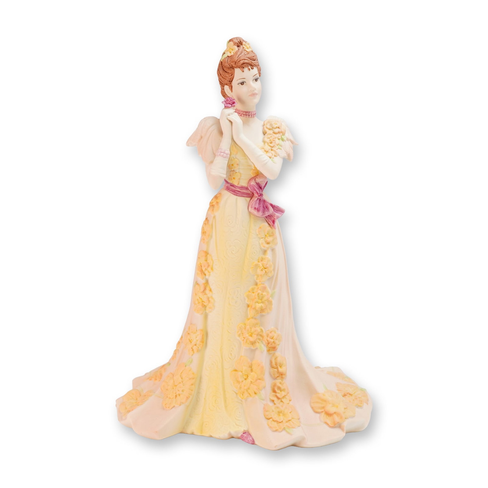 Coalport Age of Elegance Midsummer Dream Figurine of the Year 1997: This Coalport porcelain figurine is titled Midsummer Dream from the Age of Elegance collection and was designated as the Figurine of the Year 1997. The hand-decorated piece depicts a woman in a pale y