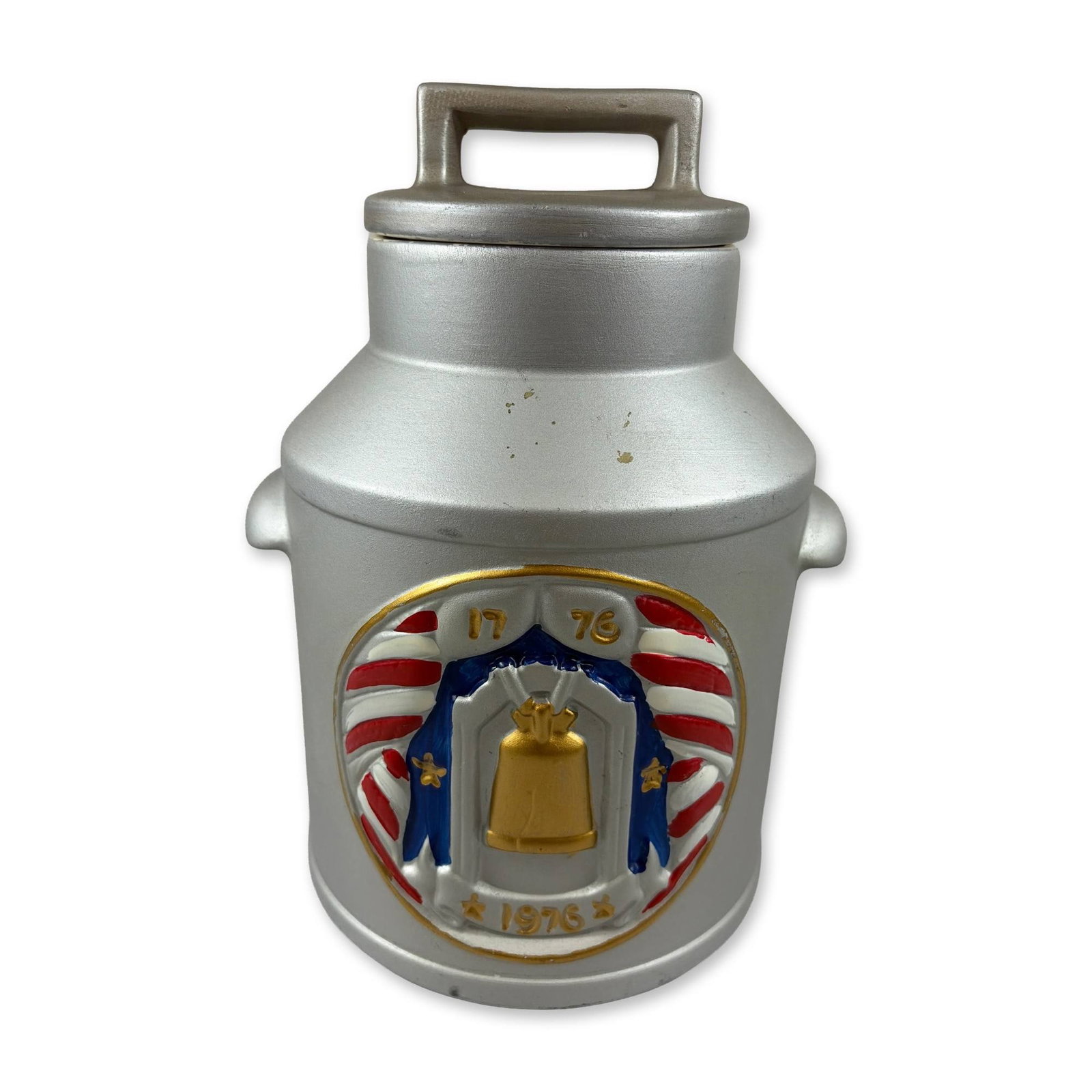 McCoy Pottery American Bicentennial Silver-Glazed Ceramic Milk Can Canister (1 of 4)
