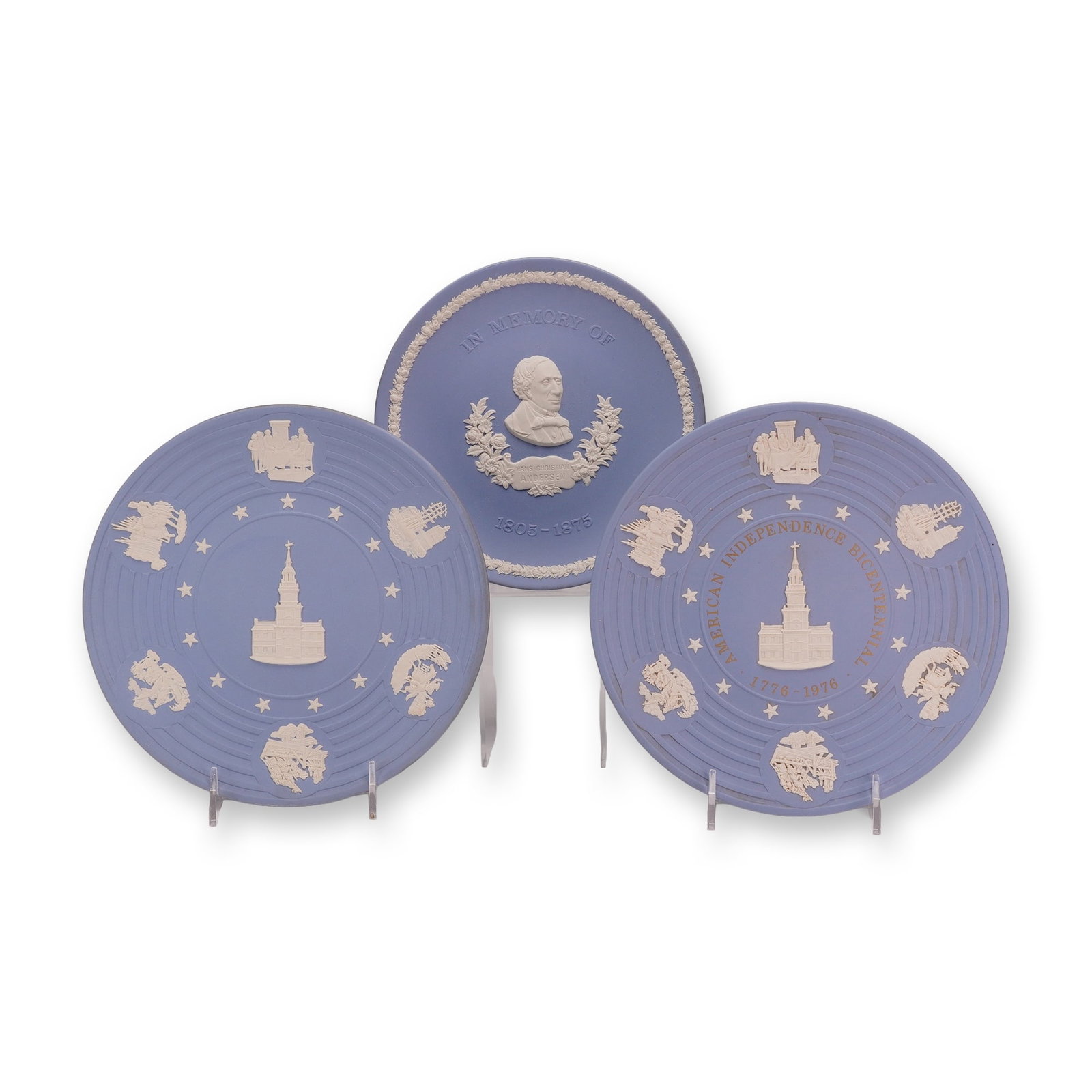 3pc Wedgwood Blue Jasperware Commemorative Plates (1 of 3)