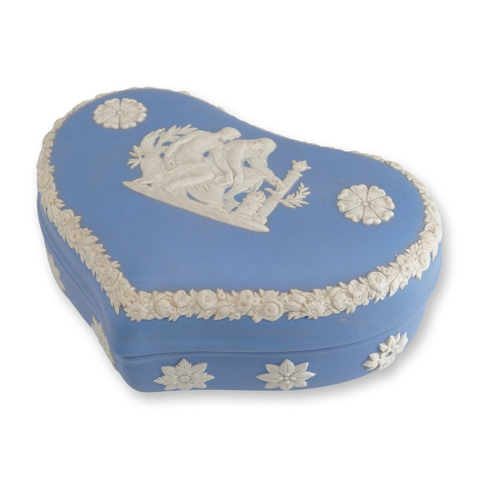 Wedgwood Blue Jasperware Heart-Shaped Lidded Trinket Box (1 of 5)