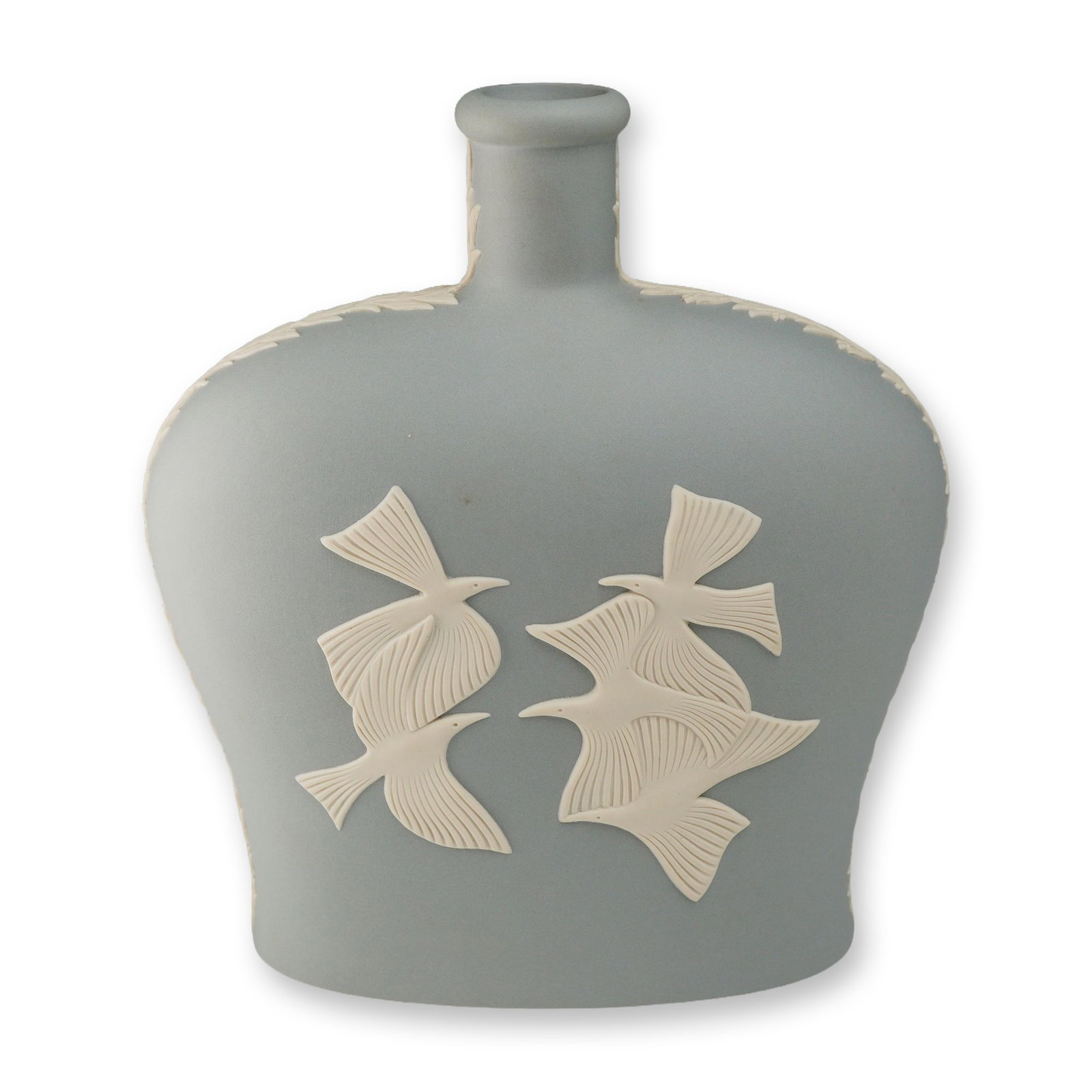 Wedgwood Gray and White Jasperware Flask-Shaped Bottle (1 of 3)