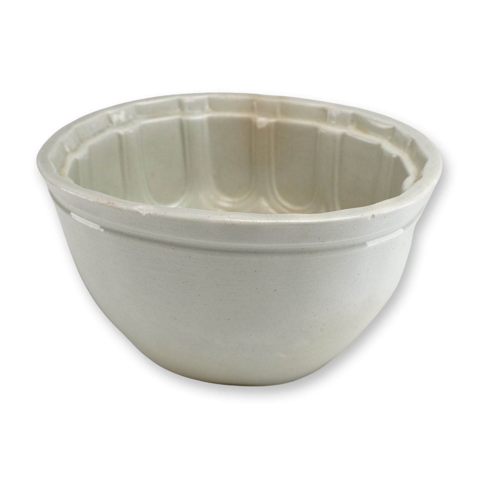 White Ironstone Pudding or Jello Mold with Floral Relief (1 of 5)