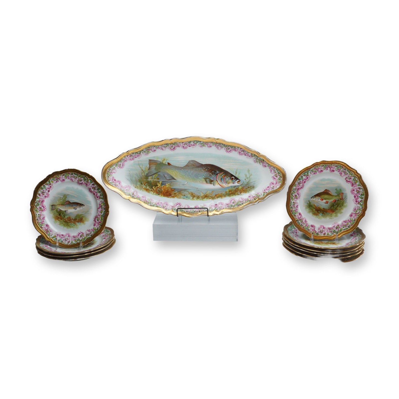 11pc O & E.G. Royal Austria Porcelain Fish Service Tray and Plates (1 of 7)