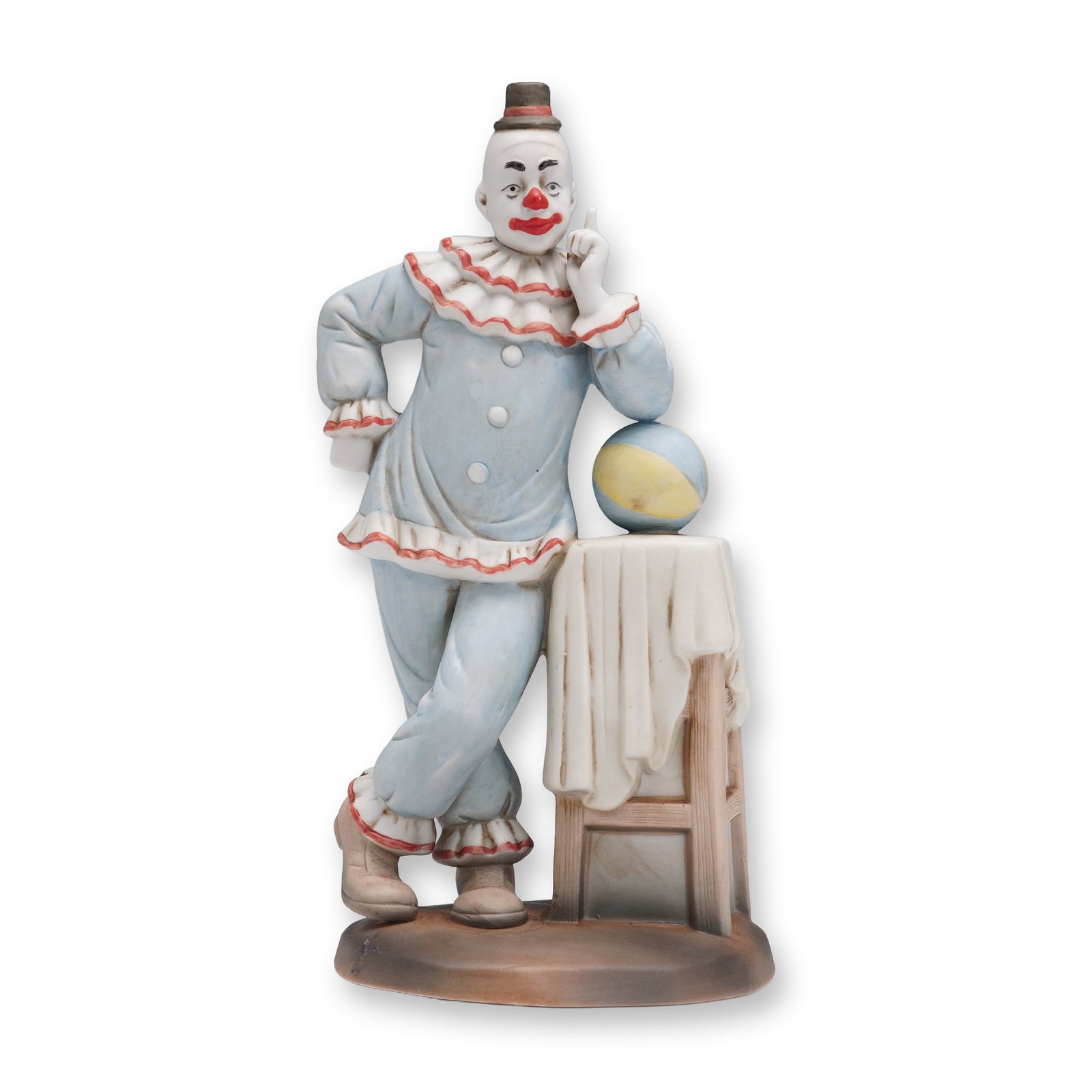 Flambro Imports Porcelain Famous Clown Figurine, Paul Jung: Flambro porcelain figurine depicting Paul Jung, the famous circus clown known for his "Neat Make Up" style. This limited edition piece, exclusively from Flambro, is dated 1985. Hand-painted in fine de