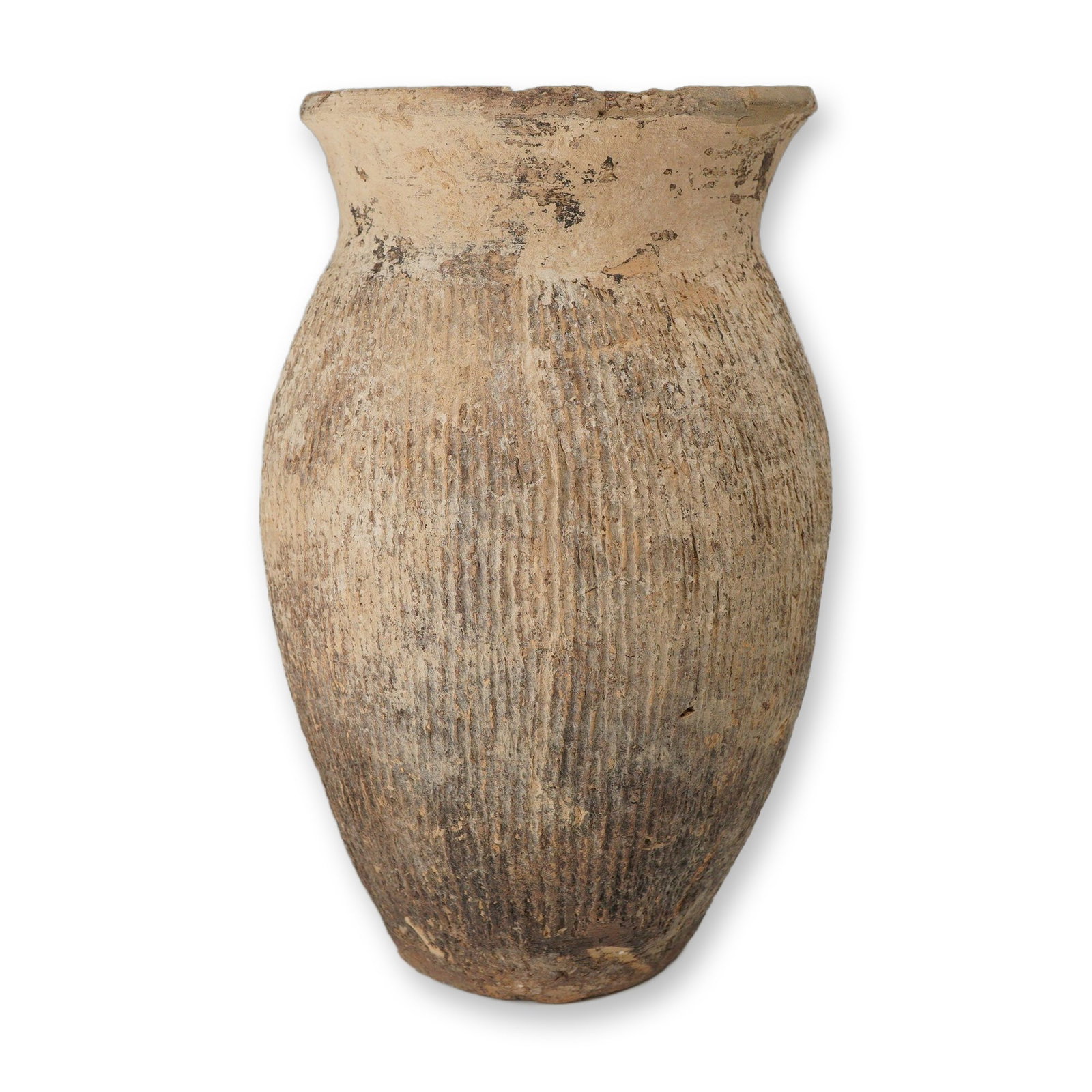 Chinese Neolithic Style Cord-Impressed Pottery Jar (1 of 3)