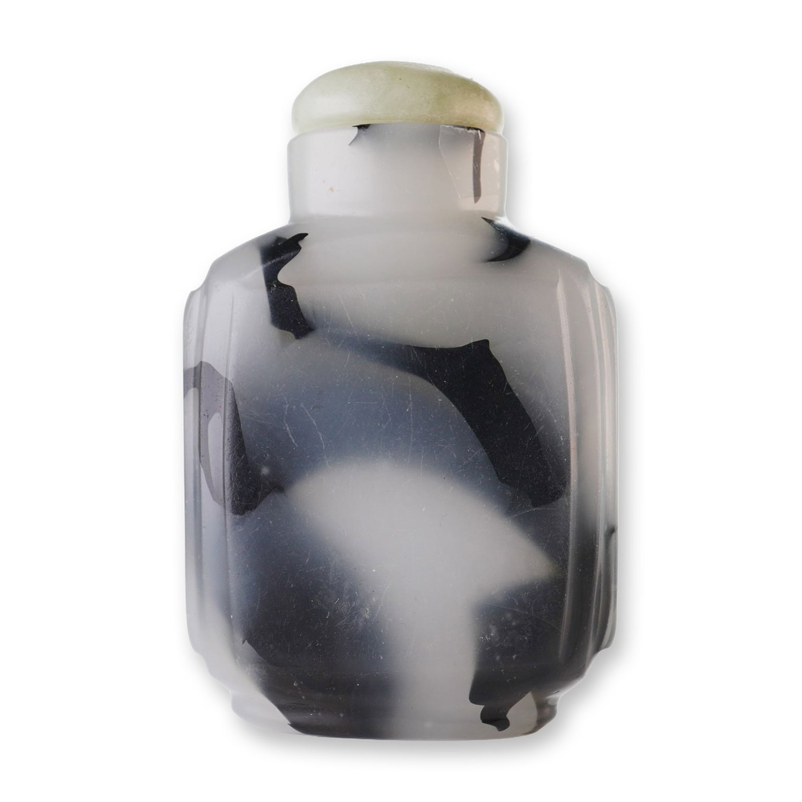 Black and White Glass/ Faux Stone Snuff Bottle, Rectangular Form (1 of 4)