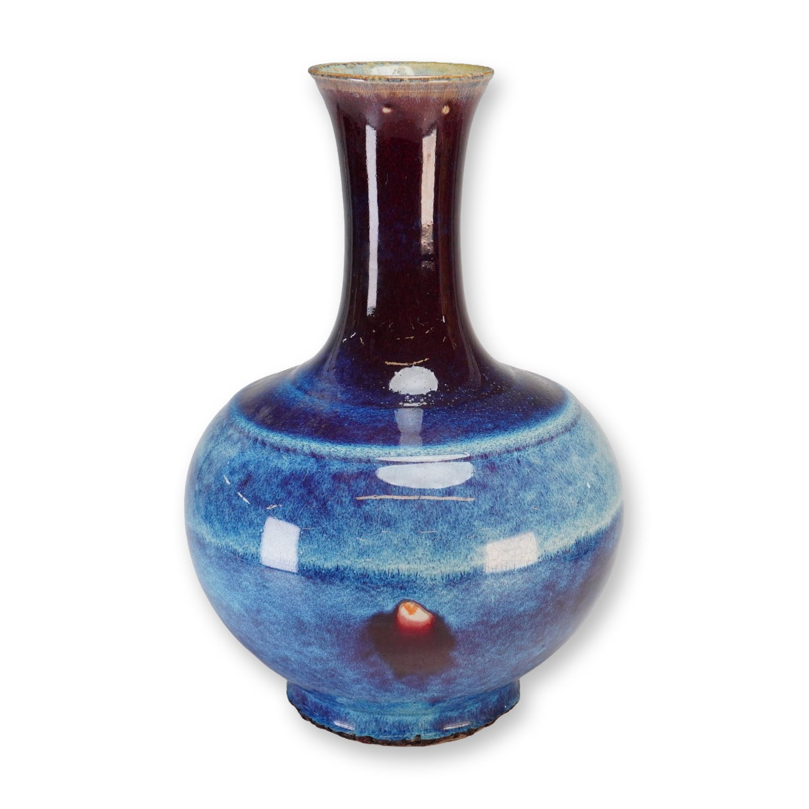 Chinese Flambe Glazed Porcelain Bottle Vase (1 of 3)