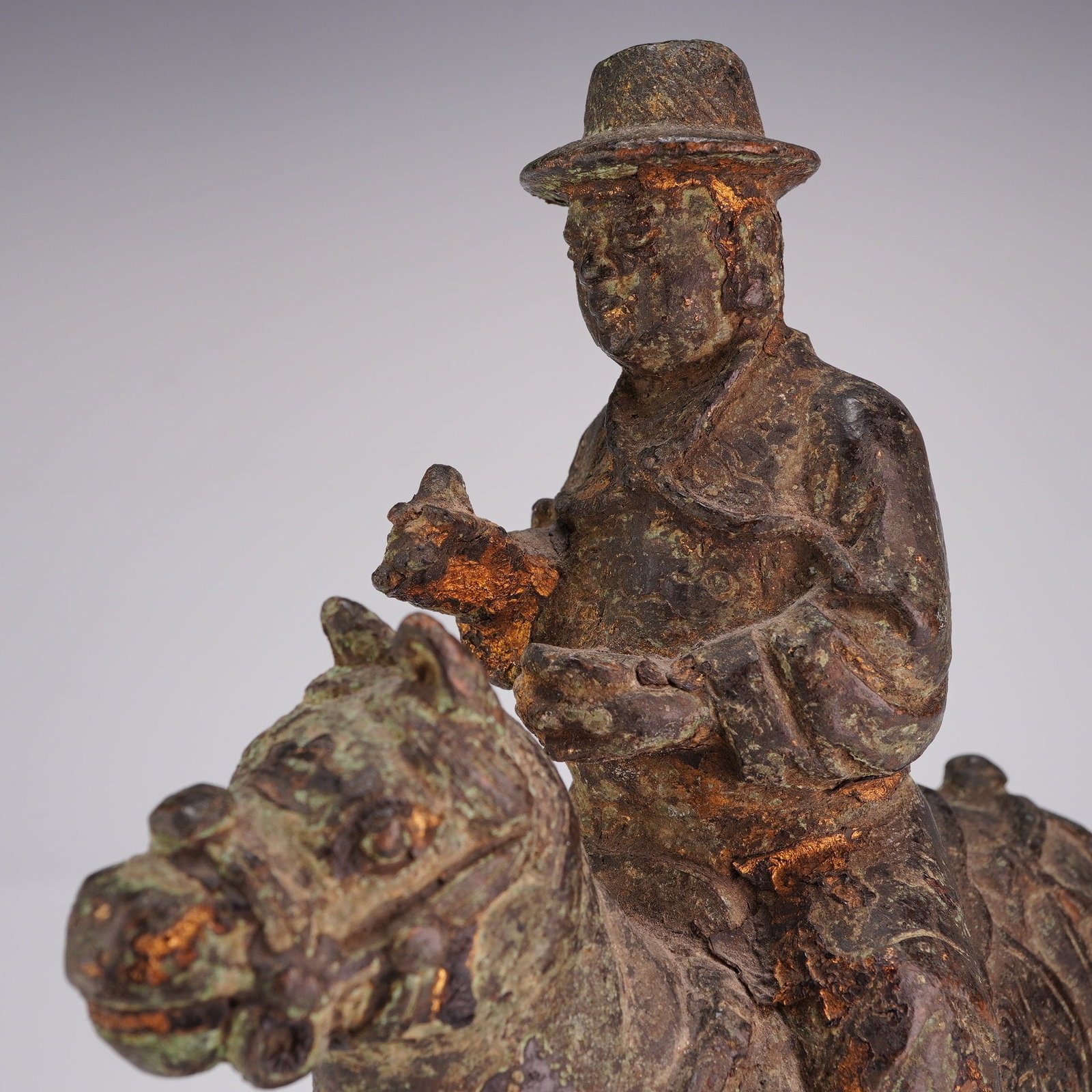 Ming Bronze Man on Horse - 2